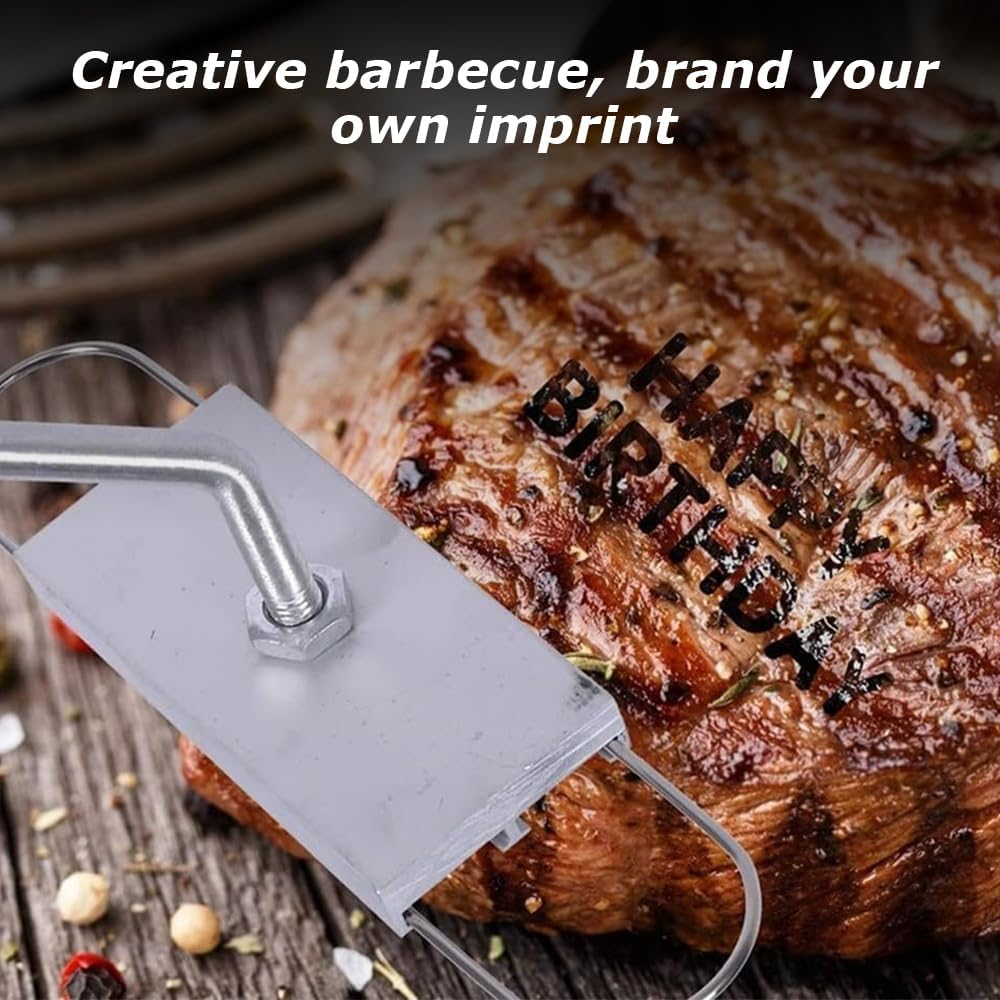Grilling Iron with English Letters, Aluminum Alloy Steak Ferric, Long Handle Bake Tool, for Outdoor Grilling Steaks, Cakes, Home Gardening image number 5
