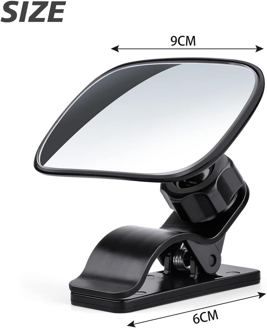 Baby Car Mirror,With Clip Back Seat Mirror to See Baby,360&deg; Adjustable Convex Mirror for Infant Backseat,Automotive Interior Rearview for Viewing Rear Baby,360&deg; Rotation,Spring Clamp,Shatterproof image number 2