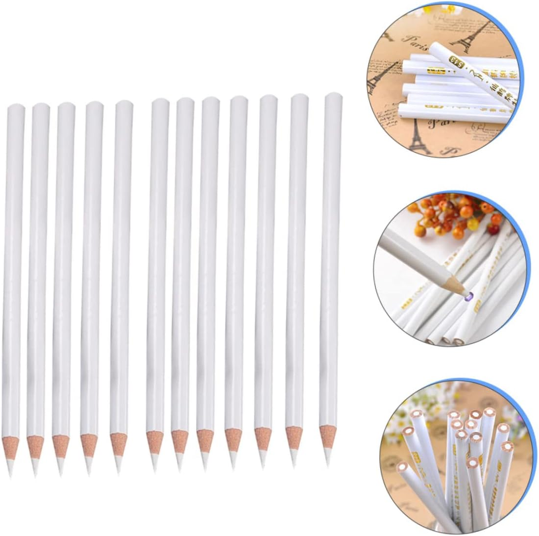 Healvian 12Pcs White Pencil Nail Nail Art Rhinestones Pen Diamond Pen Nail Art Point Pen Nail Art Pencil Nail Point Pen Nail Art Tool Rhinestones Picker image number 5