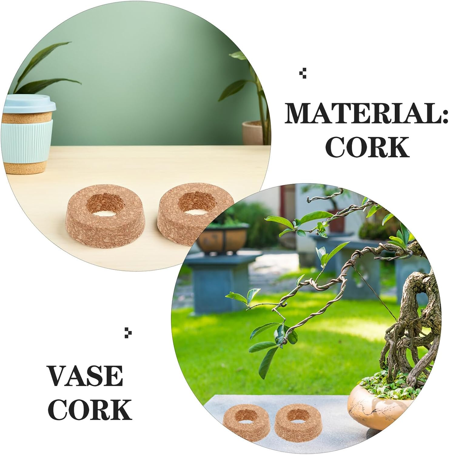 Kisangel Cork Lids for Glass Planter Hydroponic Plant 6Pcs Light Brown Wooden Tapered Cork Plugs for Micro Landscape Terrarium Easy Water Management for Home Office D&eacute;cor