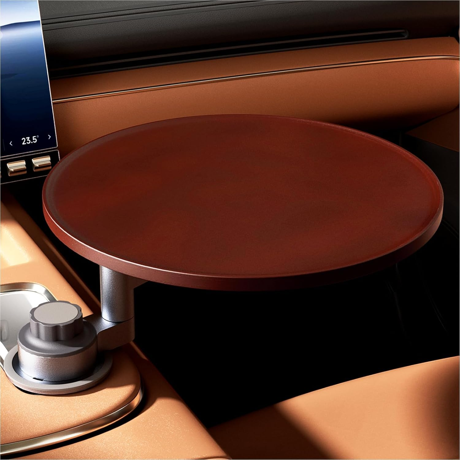 Car Tray & Car Desk for Laptop, 360&deg; Rotating Wood Cup Holder Table, Steering Wheel Tray, Car Accessories for Women & Men,Compatible with Tesla Model Y/3/S, Ford F150/Explorer/Maverick & Most Vehicles image number 2