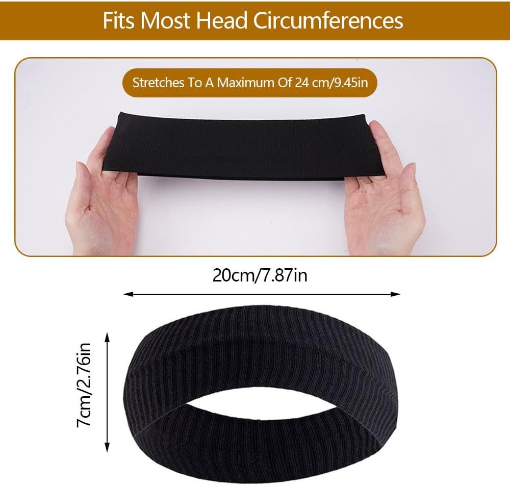 Pack of 3 Thin Yoga Headbands, Solid Colour Elastic Hair Band, Women'S Cotton Headband, Summer, Sweat, Soft, Non-Slip Headbands for Women'S Hair, Cosmetics, Workout, Running, Cycling, Fitness, Gym image number 4