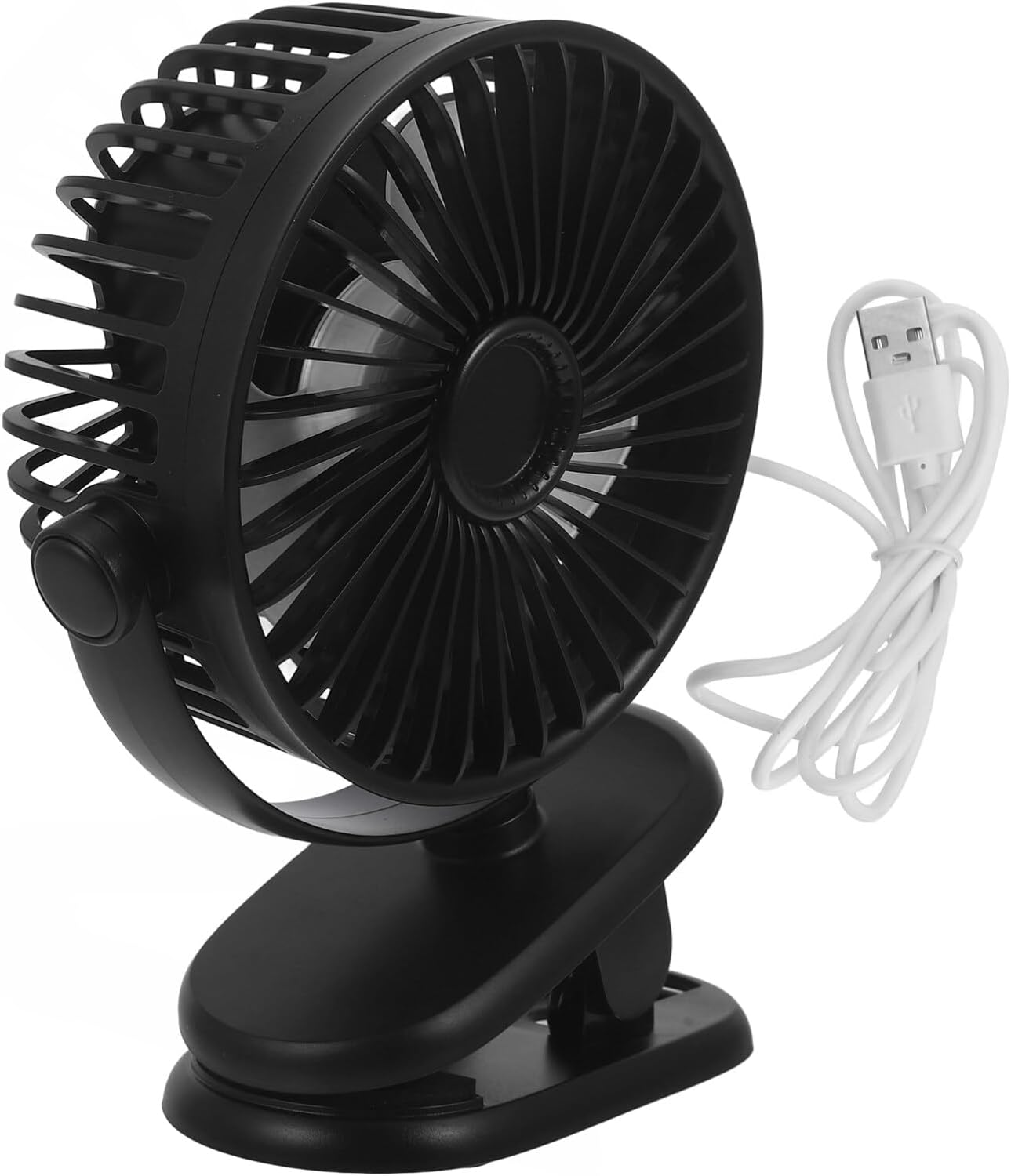Cabilock Clip on Oscillating Mini Desk Fan USB Corded Table Fan Two-Speed Adjustment Sturdy Material Compact for Home Office Dorm Study Library Games Room Black image number 2