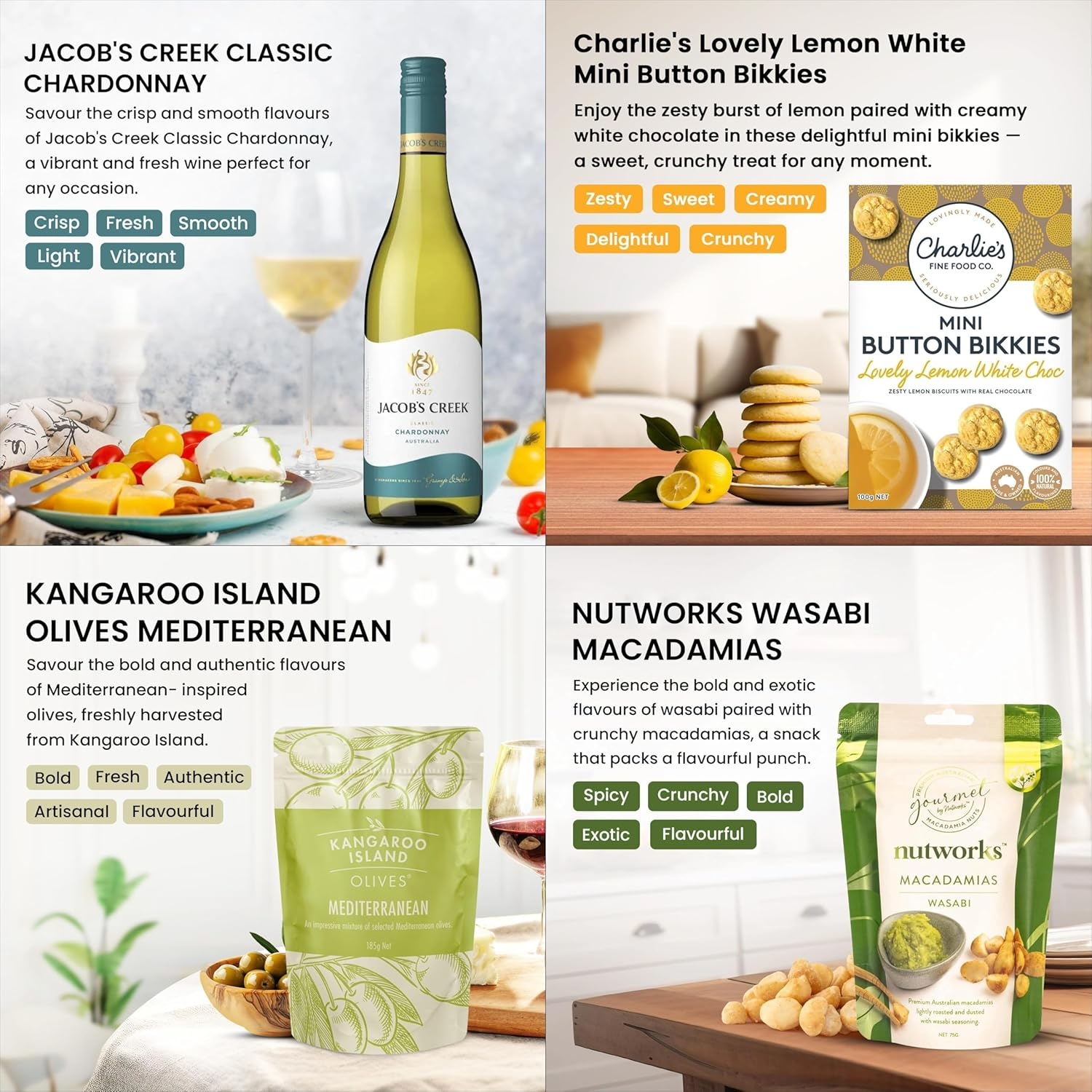 Gourmet Gift Hamper, Quality Wine and Snack Hamper, Perfect for Birthday Gift or Thank You Gift, Includes Chardonnay, Olives, Mustard, and Biscuits