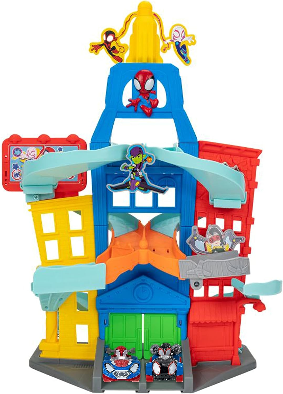 Marvel Spidey and His Amazing Friends City Track Set - 24-Inch Set with Two Exclusive 3-Inch Vehicles
