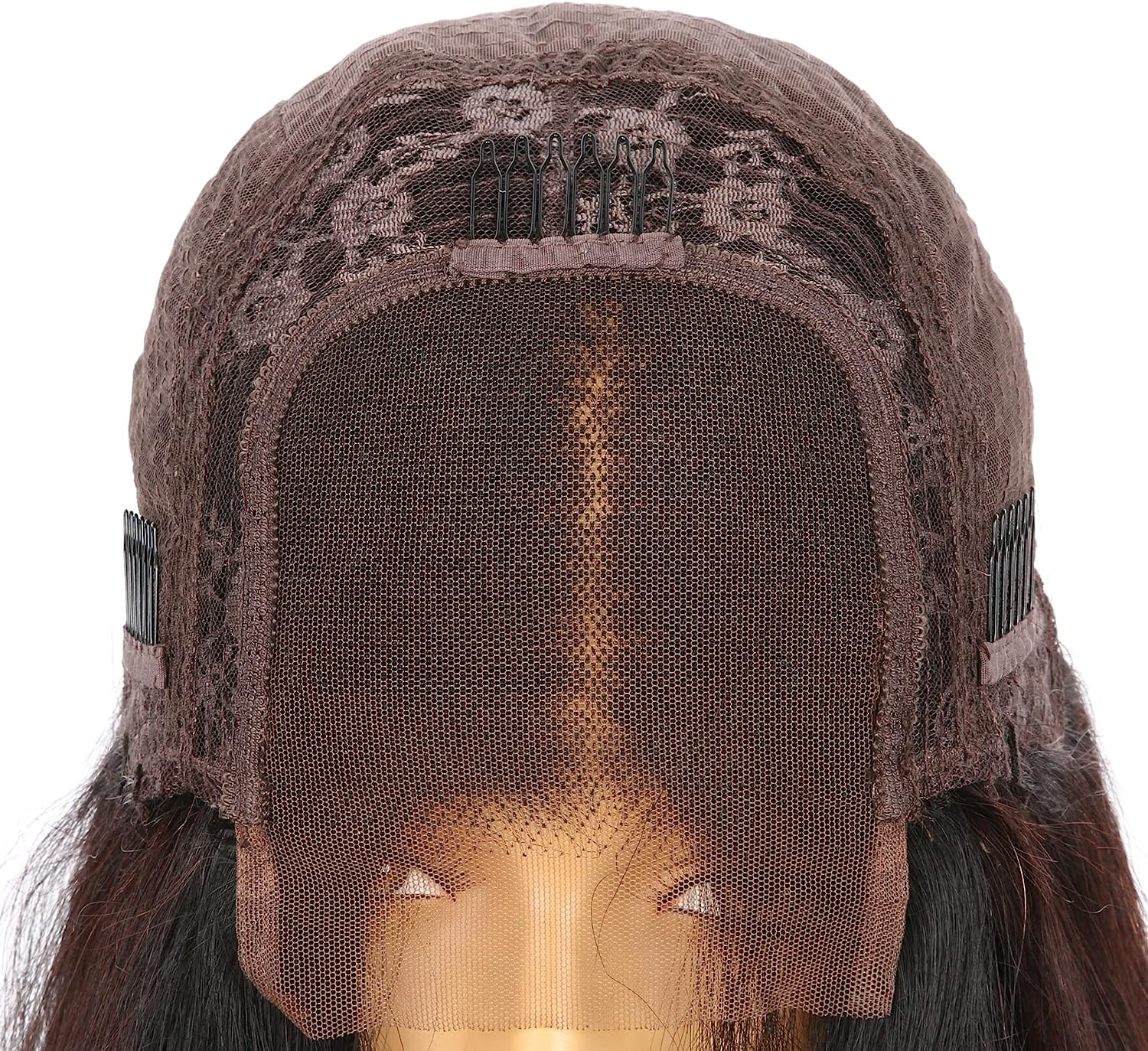 Natural Brown Black 100% Human Hair 4-4 Lace Closure Women Wig, 14 Inch Short Shoulder Length Bob Style Brazillian Hair 150% Density with Baby Hair,Hand Made Wig image number 3