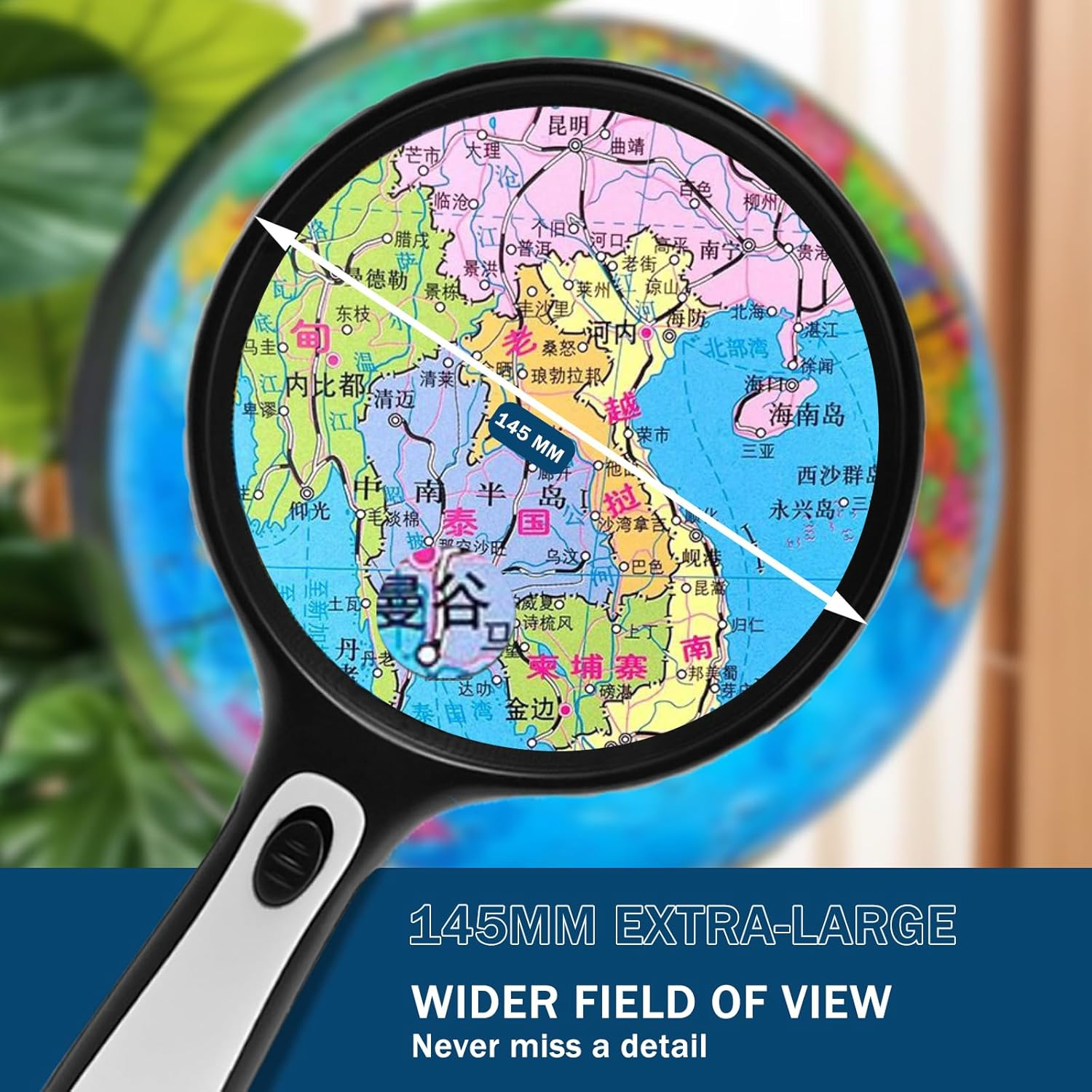 Quqiesli 145Mm Non-Spherical Magnifying Glass | up to 30X with 4 LED Lights | Handheld Resin Lens for Reading, Crafts in Low Light (Batteries Not Inc) image number 5