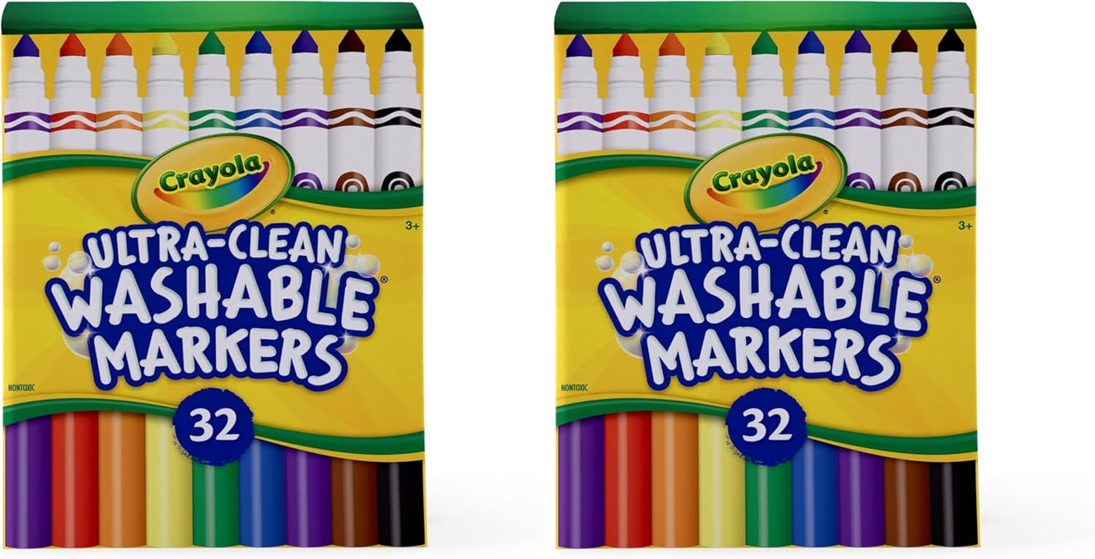 Crayola Ultra Clean Washable Broadline Markers Sharepack, 32 Count image number 1