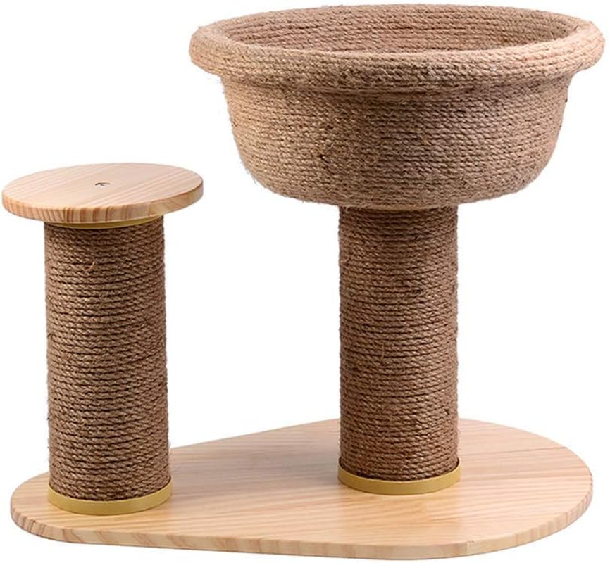 Cat Scratching Post, Natural Bowl Shaped with Perch Cat Tree, Durable Cat Scratcher Pole with Sisal Rope (Color : Brown) image number 1