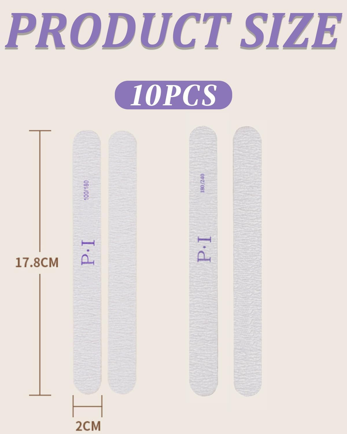 MYGLOAR Set of 10 Professional Nail Files, Nail File Pads, Double Sided 100/180 and 180/240 (4 Grits), Nail Blocks, White Buffing Block, Washable Nail File Double Sided image number 3