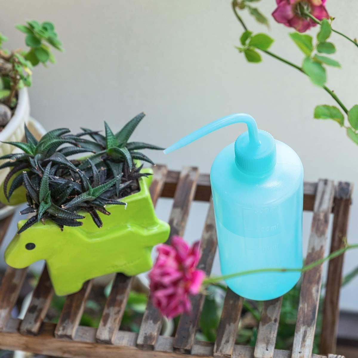 Squeeze Bottle Plant Watering Bottle 500Ml Wash Bottle Squeeze Plastic Small Watering Can for Indoor Plants Succulent Watering Can 2 Pcs (Pink+Blue)