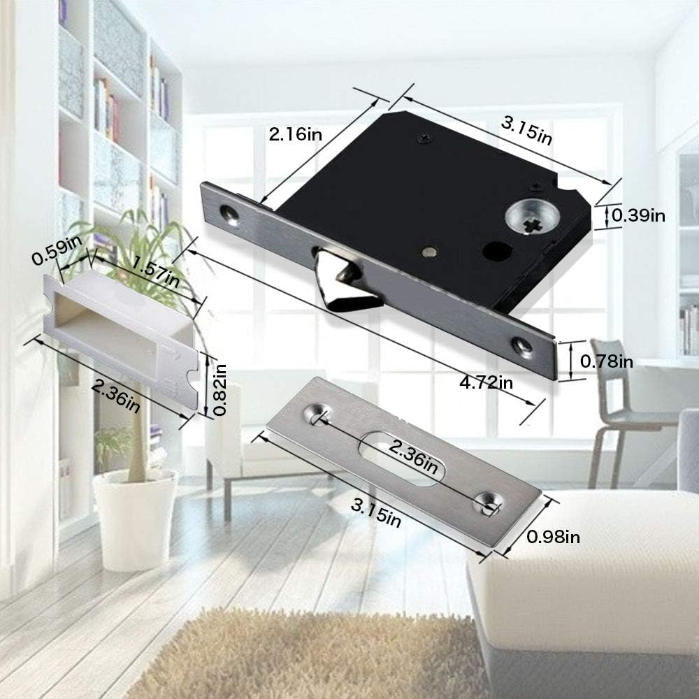 CCJH Invisible Door Locks Handle with 3 Keys for Sliding Barn Wooden Door Furniture Hardware (Sliver) image number 1