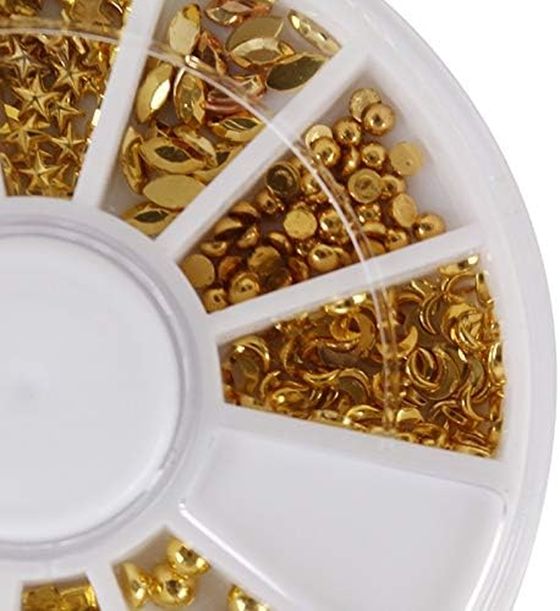 1 Wheel 3D Golden Heart Star Moon Shape Nail Studs DIY Metal Mixed Triangle Square Manicure Tips Nail Art Decorations Zhengpingpai image number 2