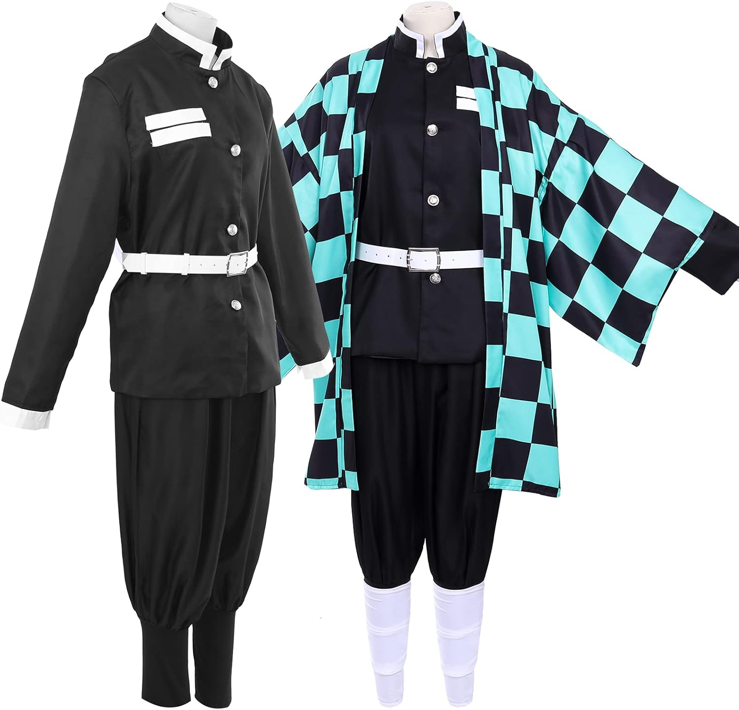 Anime Cosplay Costume,Black Green Japan Kimono,Unisex Adult Cloak Jacket Uniform Outfit,Kimono Halloween Cosplay Anime Outfit Adult Coat Costume image number 5