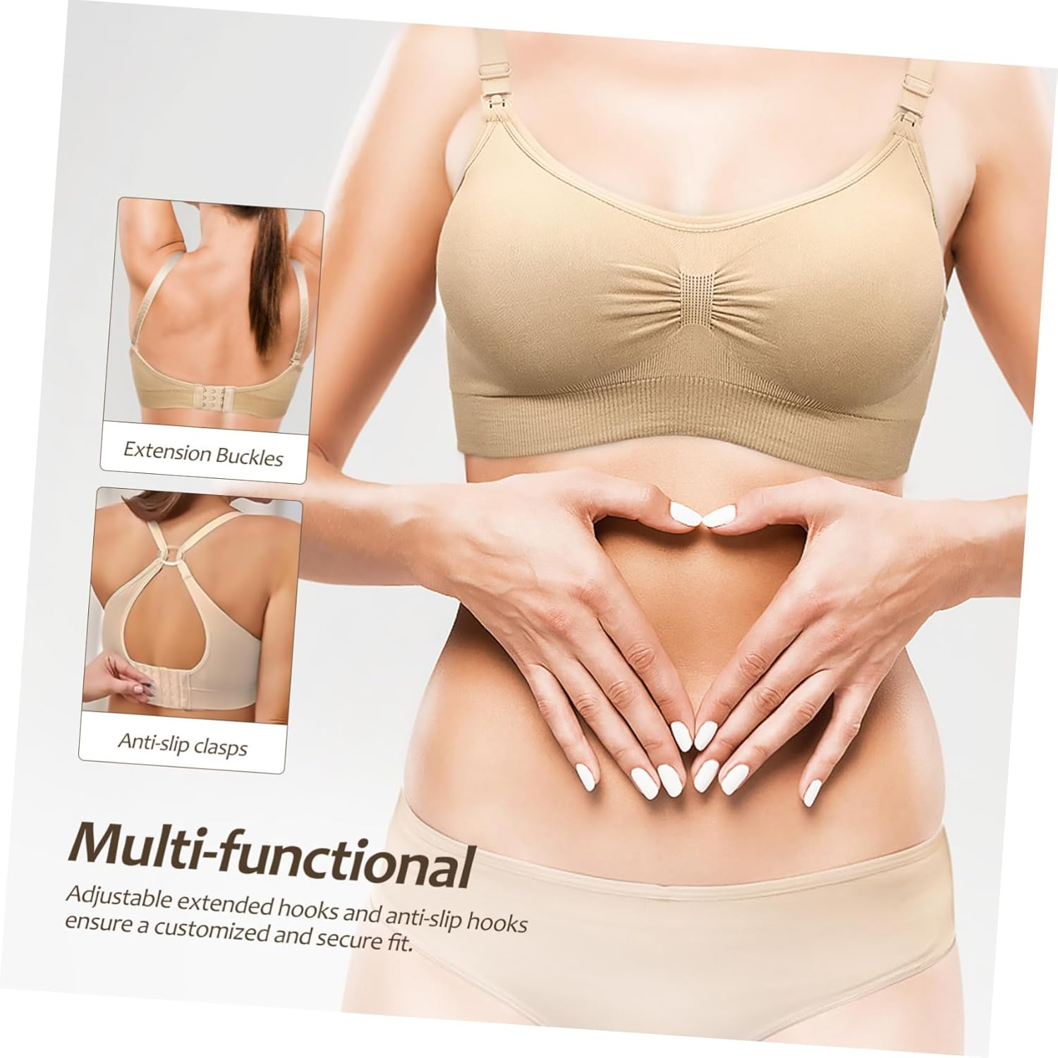 BESTYASH 3Pcs Nursing Bras Breastfeeding Bras Maternity Nursing Bras Pregnancy Pumping Bras Moms Bras with Extenders Size M image number 5