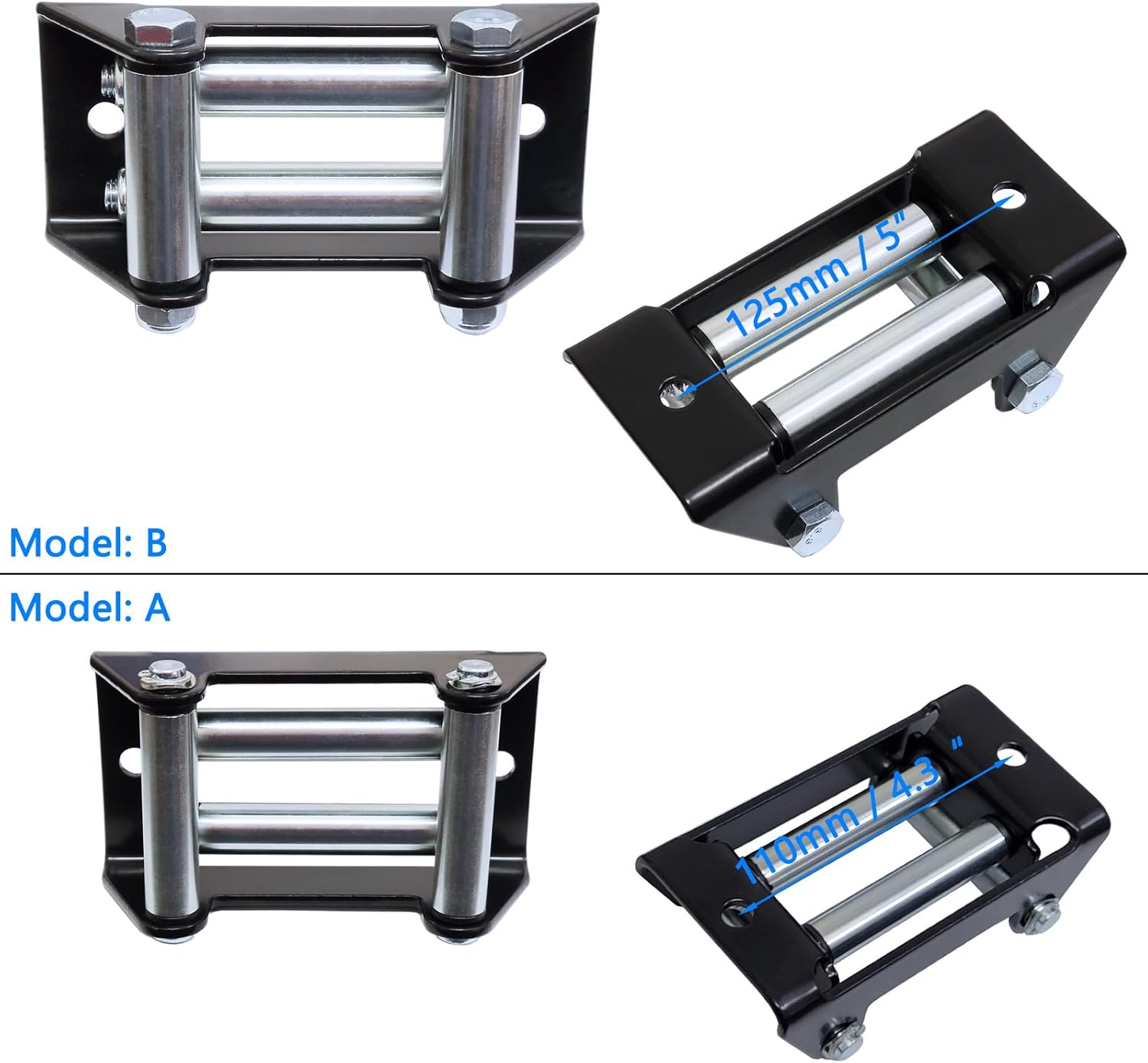 Auto-Plaza Winch Roller Fairlead Mount ATV UTV SUV Car Winch Fairlead Replacement (5" for 4000LBS) image number 3