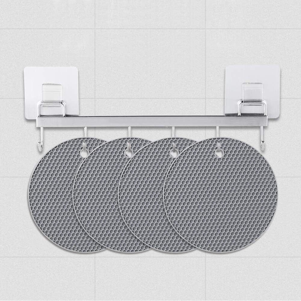 Premium Silicone Trivet Mat Set for Hot Pots & Pans &ndash; Black 4-Pack, Extra Thick 0.8Cm (18Cm Round), Heat Resistant Countertop & Table Protector, Multipurpose Non-Slip Hot Pads (Grey)