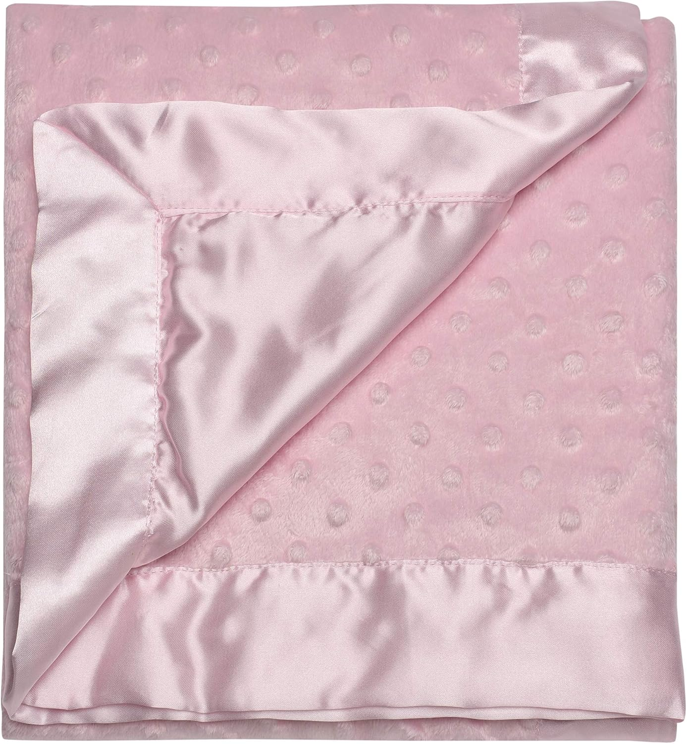 Baby Starters Textured Dot Blanket with Satin Trim, Pink 30" X 40" - Blue Dot image number 6