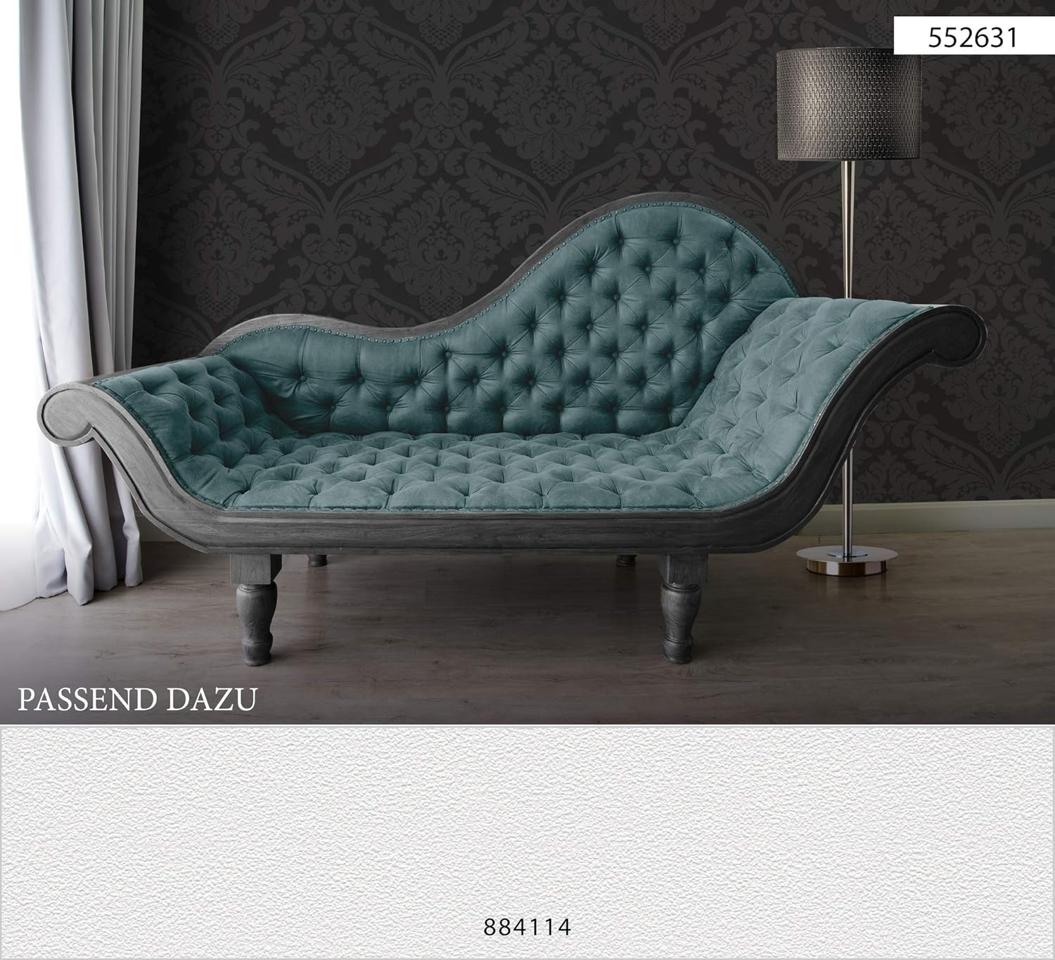 Livingwalls 552631 Classic Vintage Baroque Wallpaper in Black with Flock Damask Pattern, 1'8'' X 32'11'' (0.53 X 10.05 M) image number 1