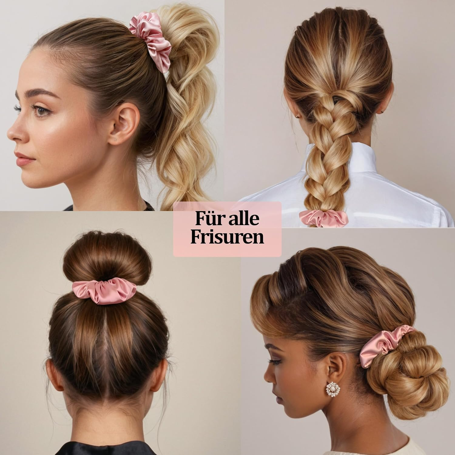 Silk Hair Scrunchie - Silk Hair Bands Made of 100% Mulberry Silk Silk Shrunchie Silk Stockings Hair Silk Hair Ties Made of Mulberry Silk, Silk Hair Band for Sleeping Scrunchies for Hair without Hair image number 1