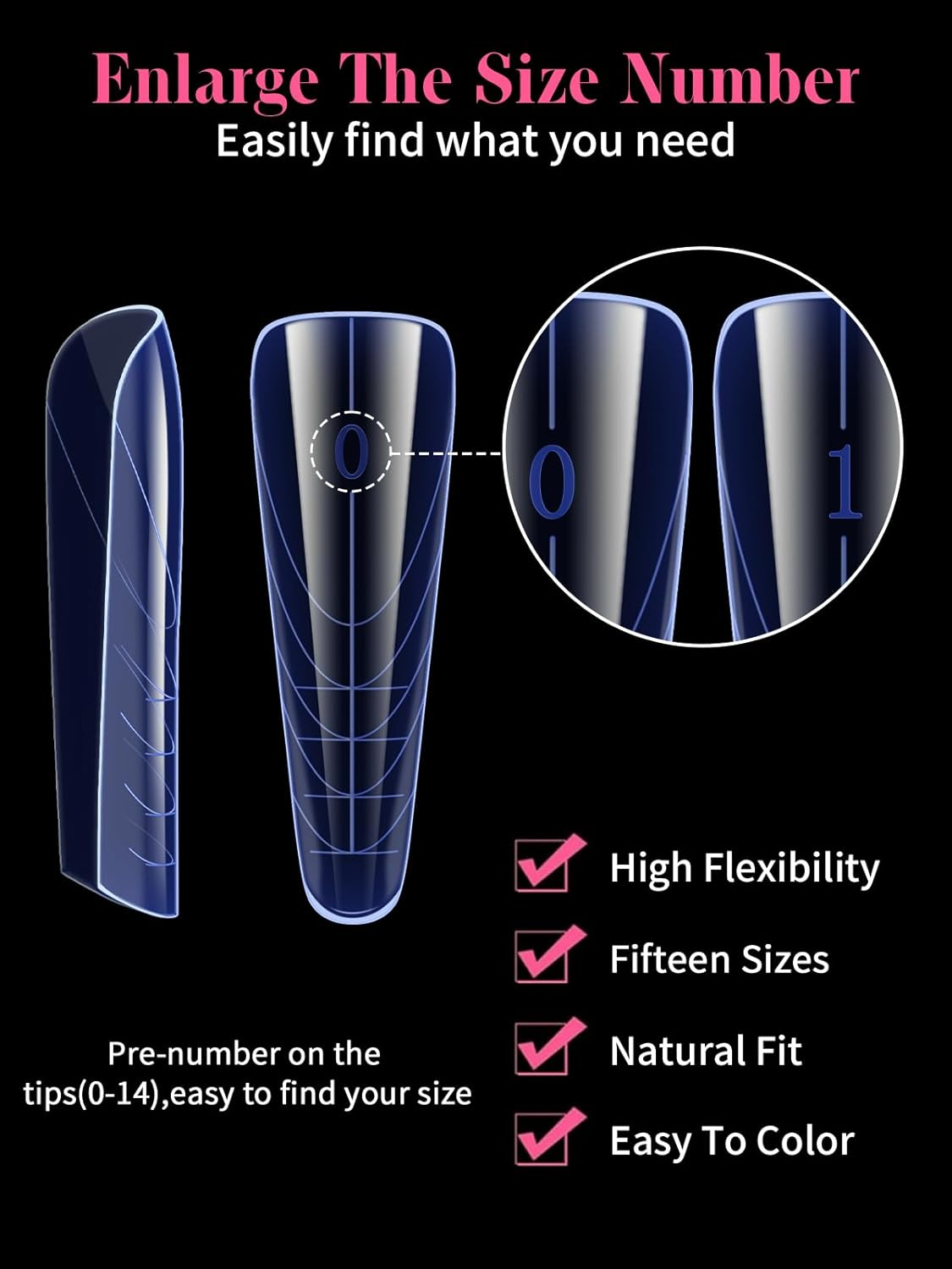 EBANKU 150PCS Blue Dual Nail Forms System Coffin Nail Mold Tips Acrylic Stiletto Nail Extension Tools for Nail Art Salon Nails Design, 15 Sizes image number 5