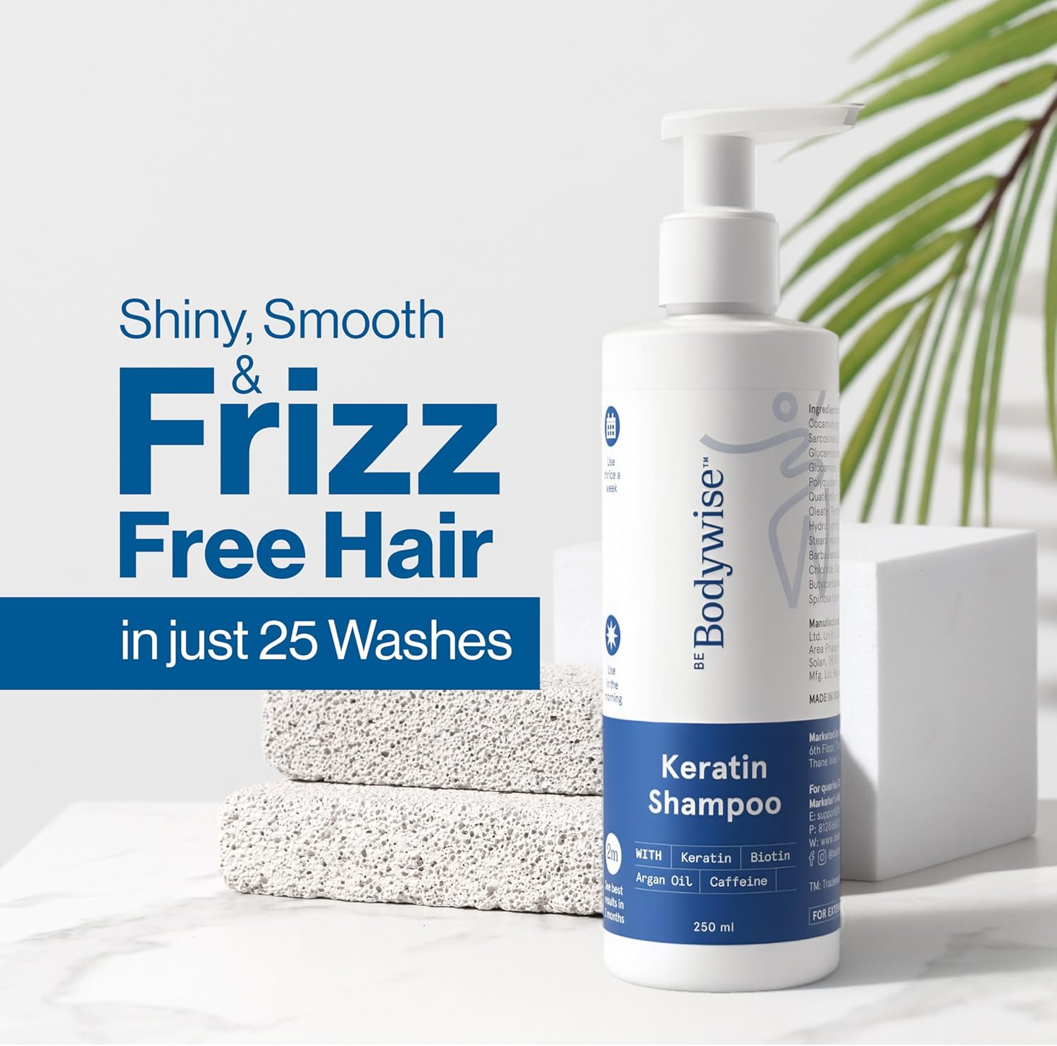 Be Bodywise Keratin Hair Fall Control Shampoo | with Goodness of Keratin, Biotin, Argan Oil & Caffeine | Strengthens & Improves Hair | Paraben & Sulphate Free |250Ml