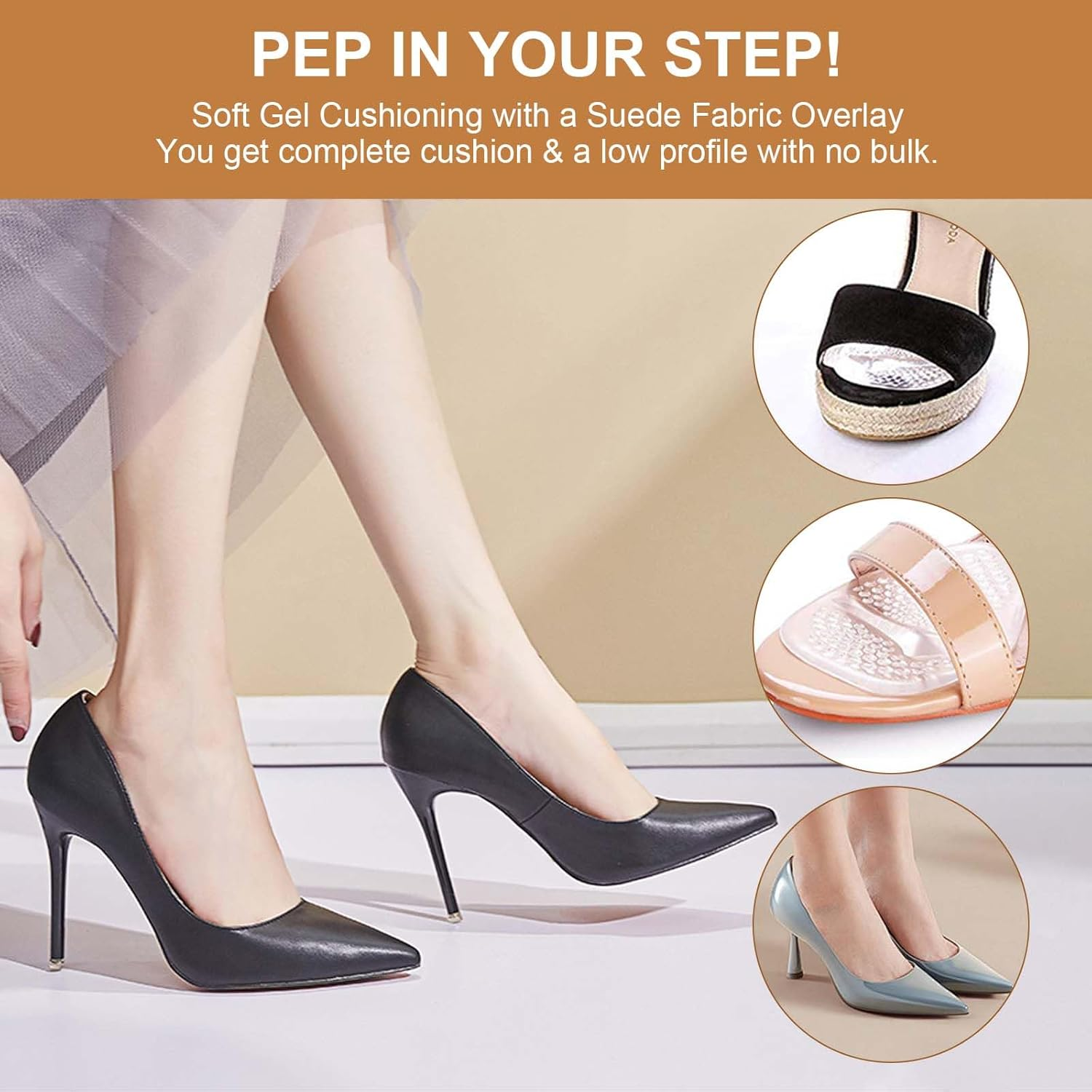 3 Pairs of Forefoot Pads, Comfort High Heels Shoe Pads, Anti-Slip Silicone Pads Forefoot, Ball of Foot Cushion with Anti-Slip Massage Function, Gel Pad Forefoot for Prevents Calluses Reduces Pain image number 5