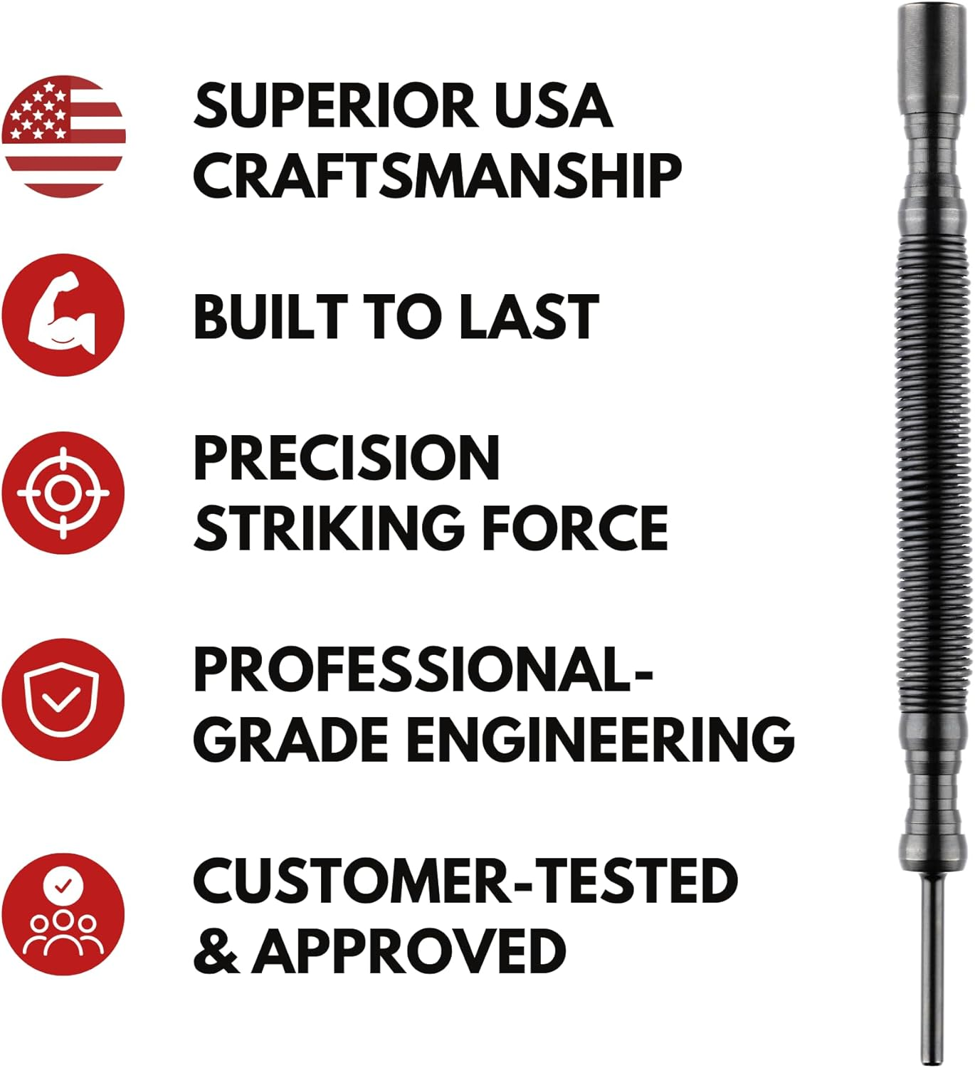 HIT Tool Door Hinge Pin Removal Tool &ndash; Spring Driven Door Hinge Pin Remover and Steel Faced Hammer Punch Set image number 6