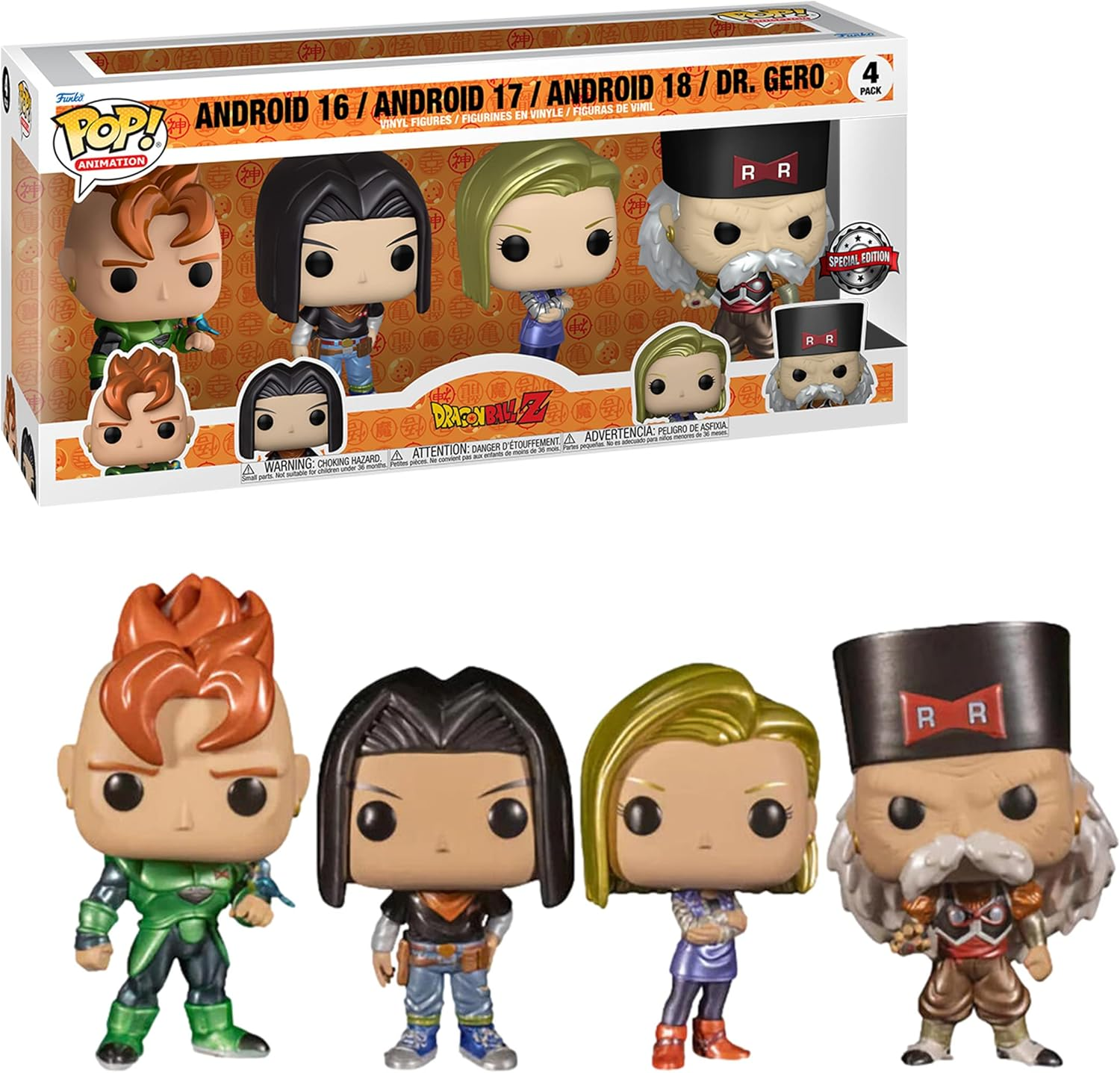 Funko Dragon Ball Z Android 16, Android 17, Android 18 & Dr Gero Pop Vinyl Figure 4 Pack, Multicolor (FUN61120) image number 5