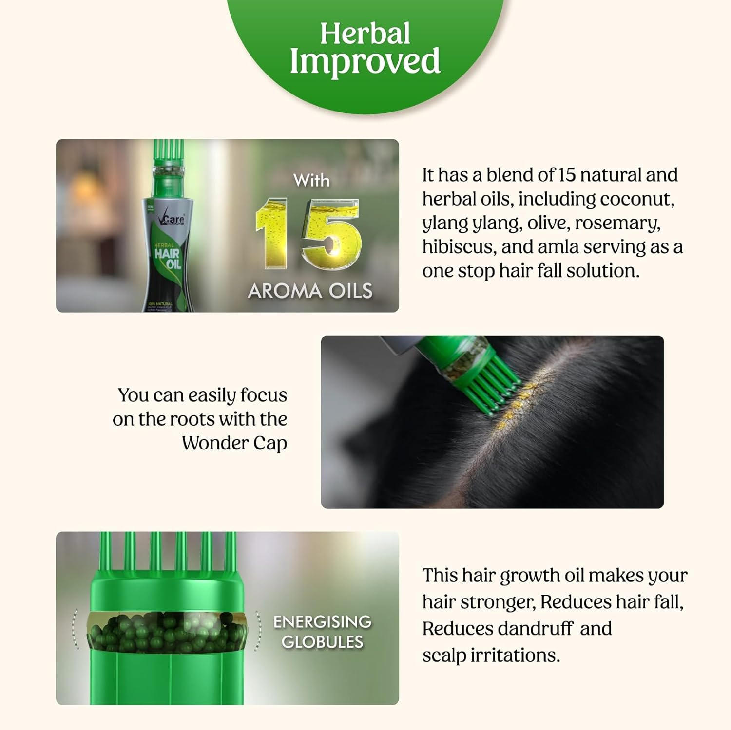 Vcare New Improved Herbal Hair Oil with Wonder Cap (100 Ml, Pack of 2) image number 5