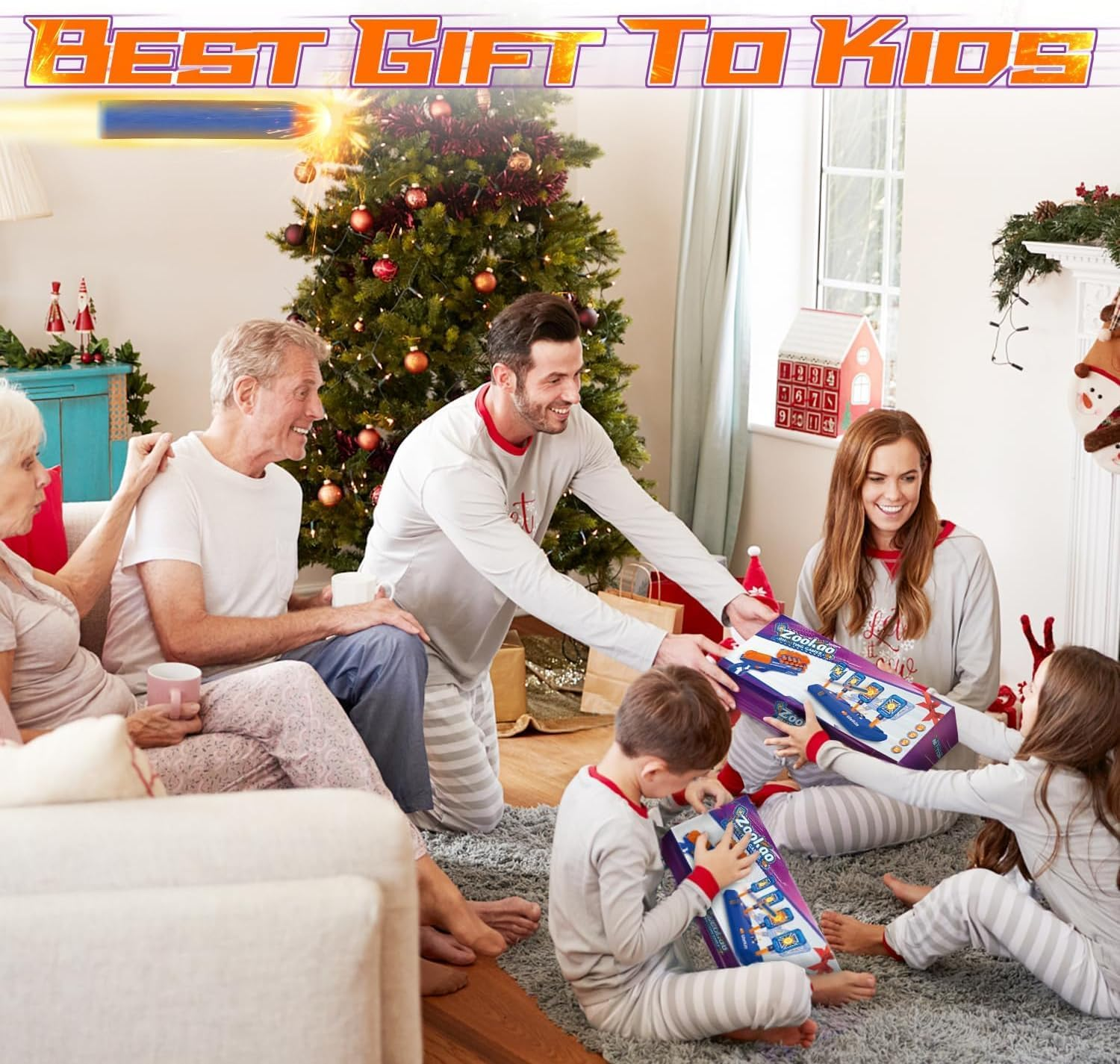 Zookao Digital Shooting Targets with Toy Gun, Nerf Gun Toy with Electronic Scoring Auto Reset 4 Targets, Shooting Games Toys for 6, 7, 8, 9, 10+ Years Old Boys Girls, Halloween for 6-12 Years Old Boys - Blau image number 4