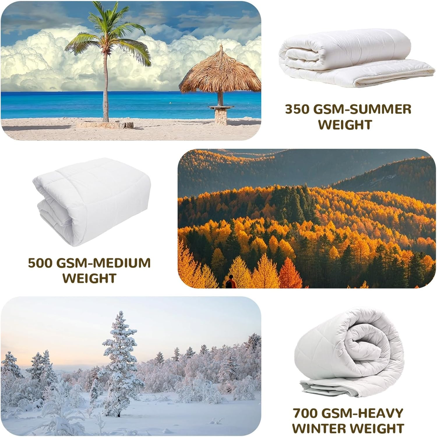 Australian Merino Wool Quilt - All-Season Warm, Breathable & Lightweight Doona Duvet in 350/500/700 GSM (500Gsm,Double) image number 2