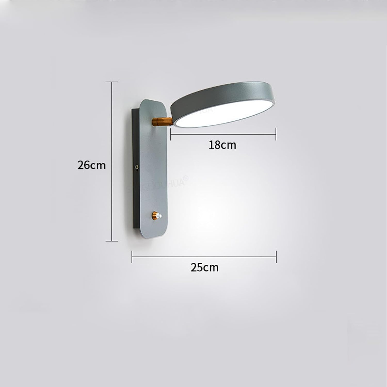 LED Indoor Wall Sconces with Switch Tri-Color Dimmable Wall Lamp 180&deg; Rotatable Wall Light Modern Metal Wood Reading Lighting for Bedroom Bedside Living Room 3000K/4000K/6500K (White) XXZ image number 6