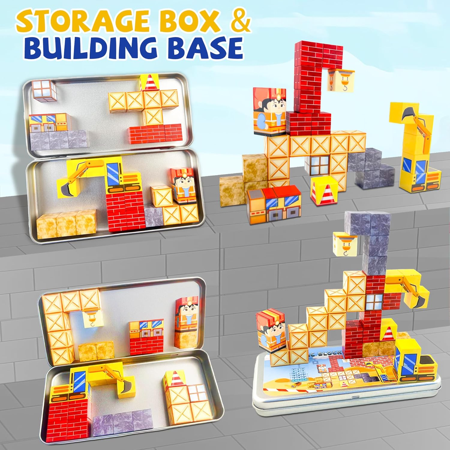 OMIPAWZ 35PCS Mini Magnetic Blocks Travel Set, Magnet Building Block Toys for Kids Age 3-8 image number 3