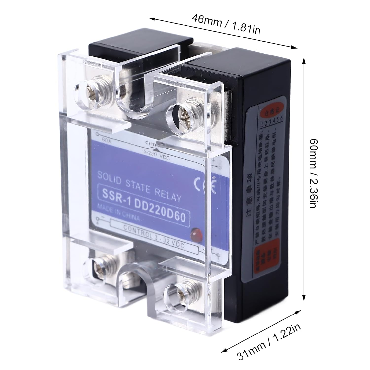 Relay, SSR Relay Compact Bolted Installation DC to DC Efficient Transmission for Control System (60A) image number 1
