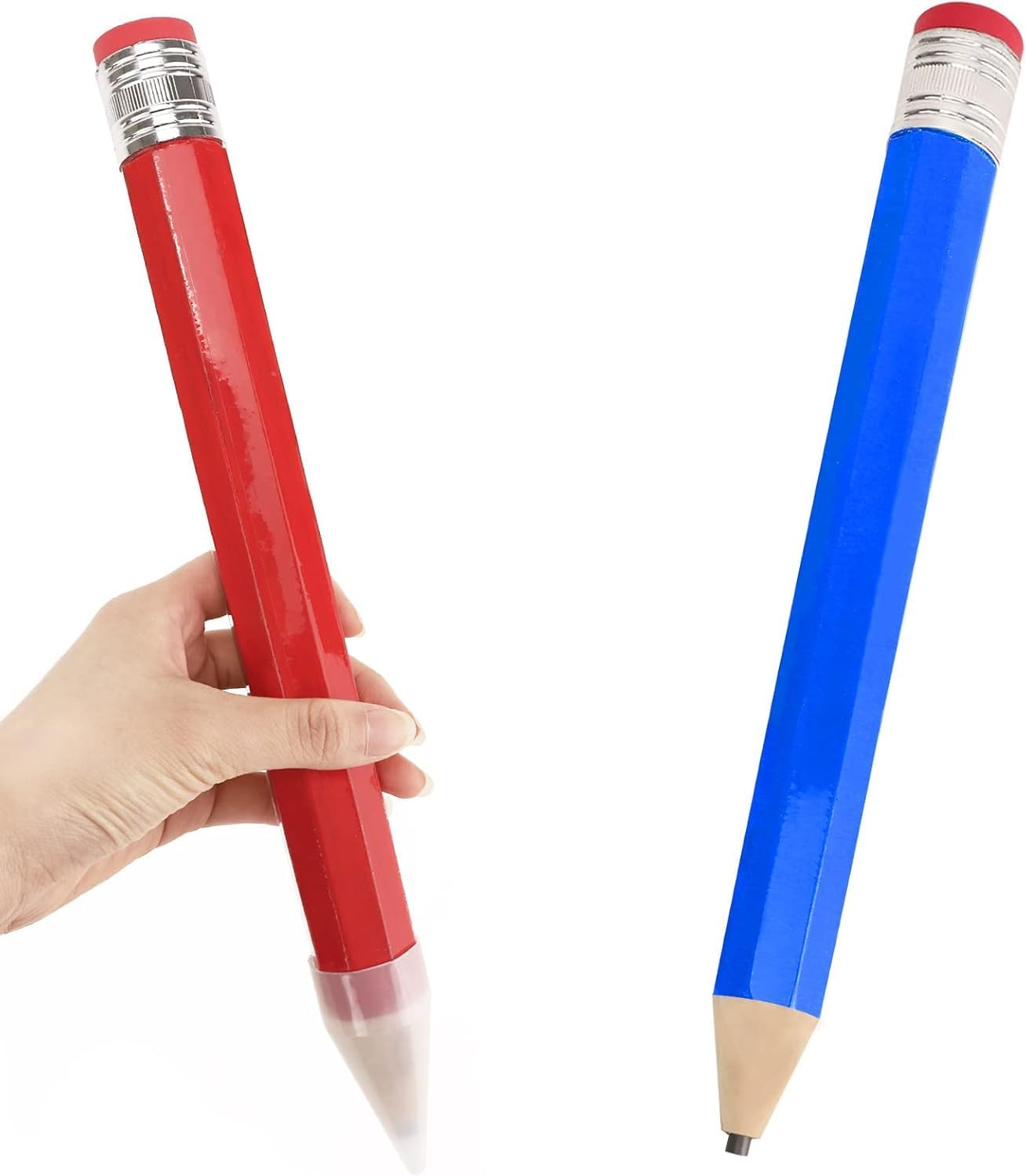 2 PCS Wooden Jumbo Pencils, Really Big Pencil, Super Giant Pencil - Writable & Erasable (Surprise Random Color) image number 5