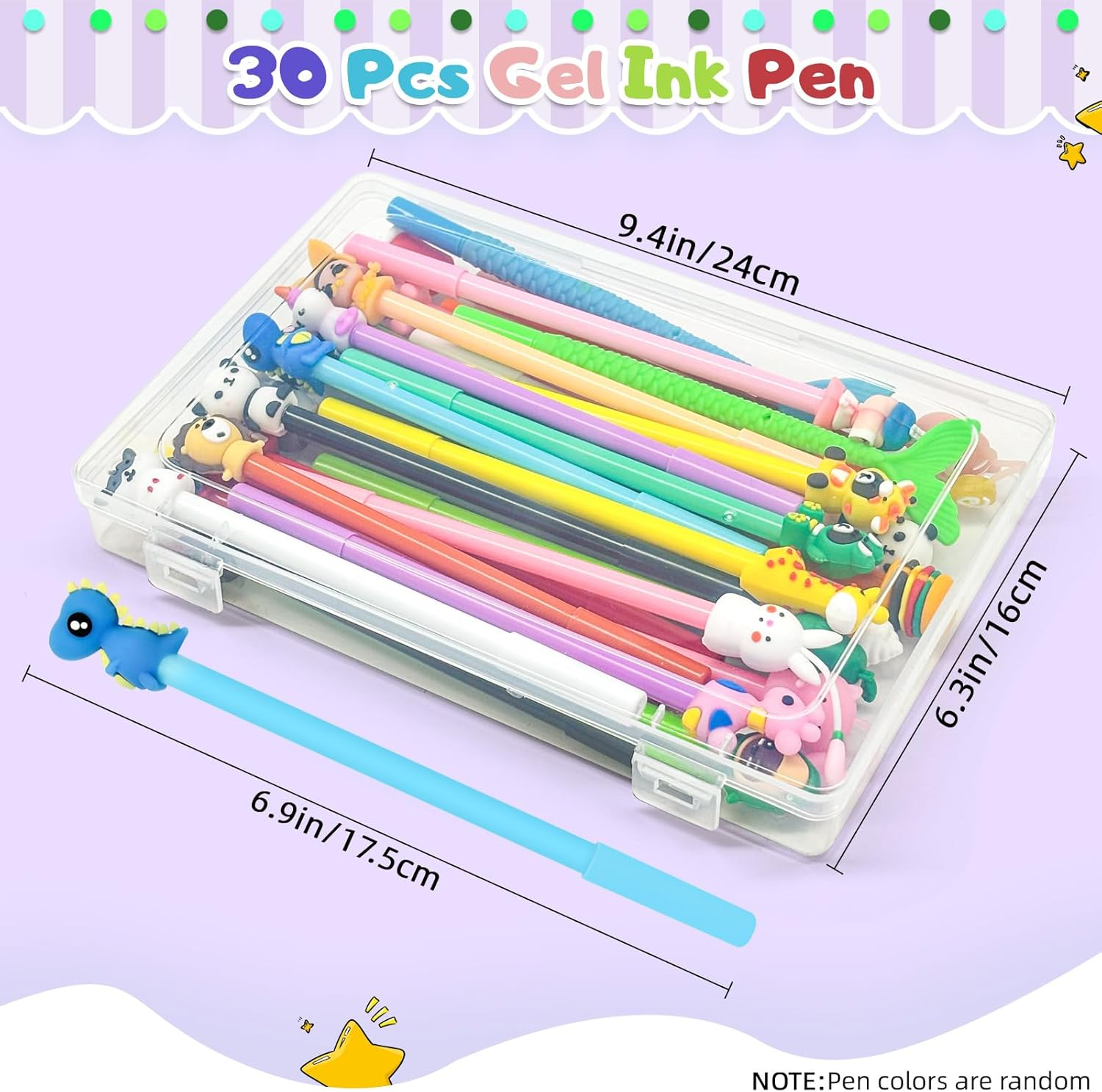 Taefuhnn 30 Pcs Novelty 0.5 Mm Gel Black Ink Pens Bulk for Kids, Assorted Cute Cartoon Animal Gel Ink Pens for Kids Party Favors Bag Fillers, Fun Gel Ink Pens for School Supplies Classroom image number 3