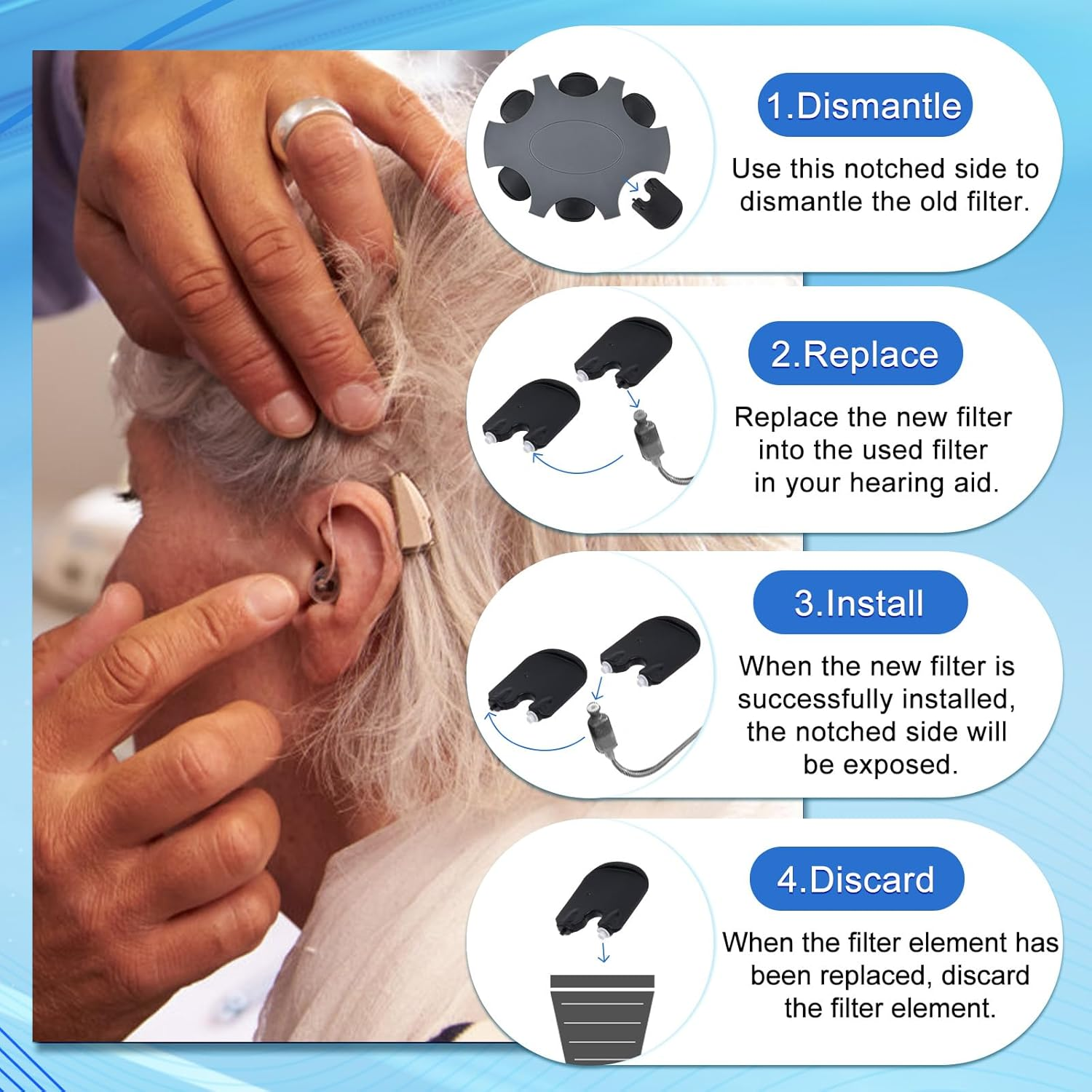 30Pcs Hearing Aid Wax Guards, ABS Shields & Cleaning Kit Wax Filters for Oticon Minifit Prowax Hearing Aids image number 4