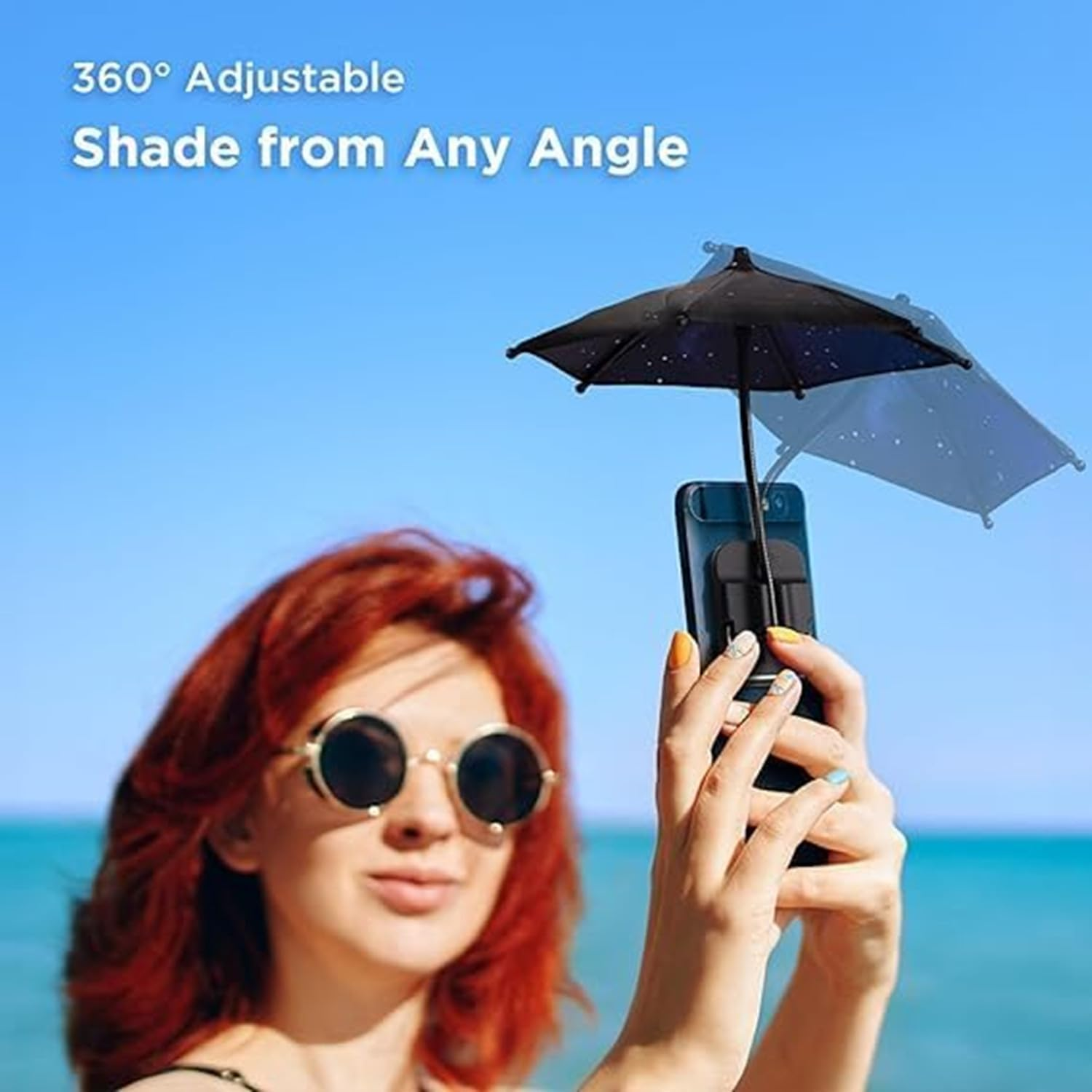 Coehaopike Magnetic Phone Sunshade Umbrella,360&deg; Flexible Phone Umbrella Suction Cup Stand,Mini Cellphone Shield Suction Cup,Helps Reduce Phone Overheating and Screen Reflection - Pink image number 3