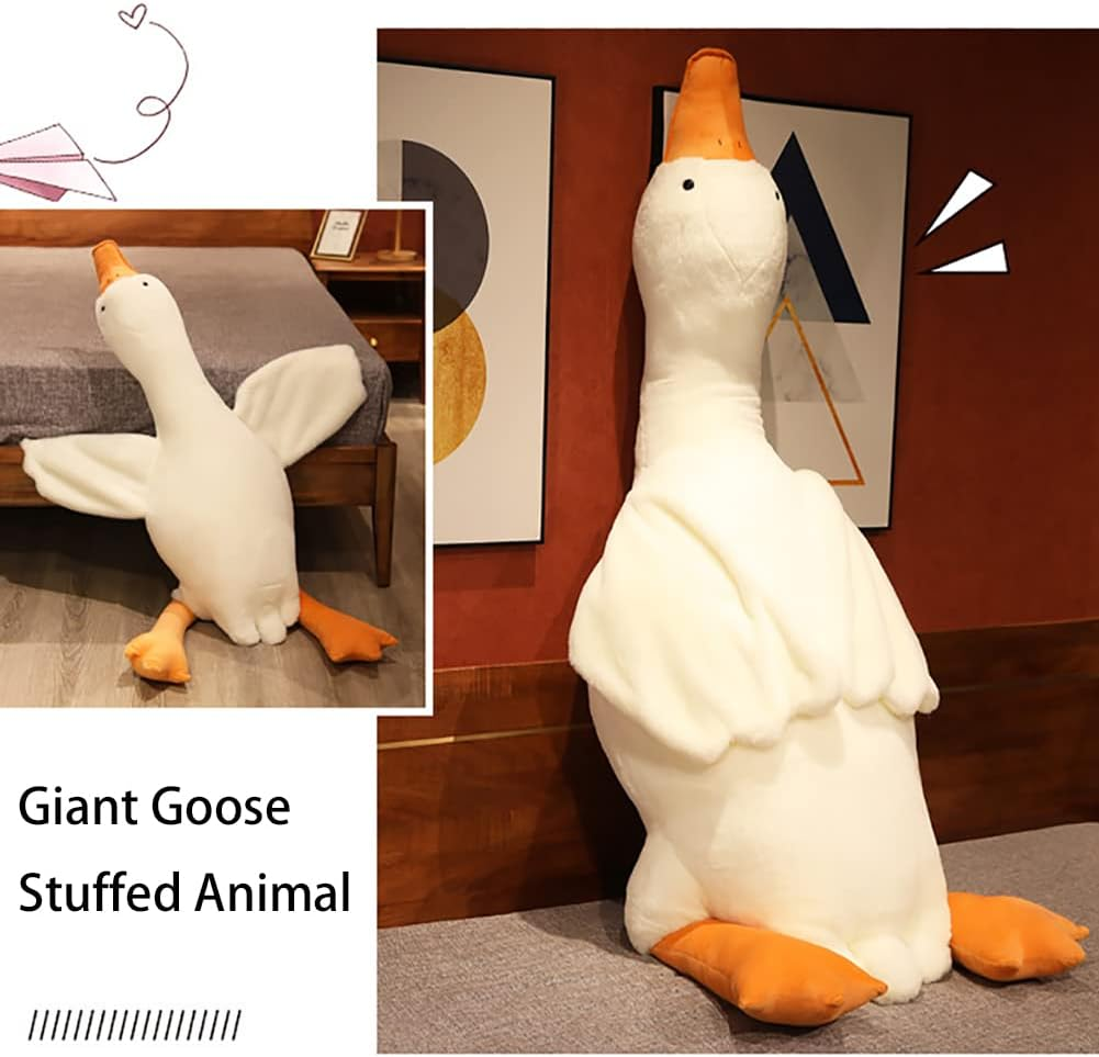 Srutirbo Giant White Goose Weighted Plush-20'' Soft Furry Swan Stuffed Animal Pillow,Huge Plush Anxiety Animals 20In image number 4