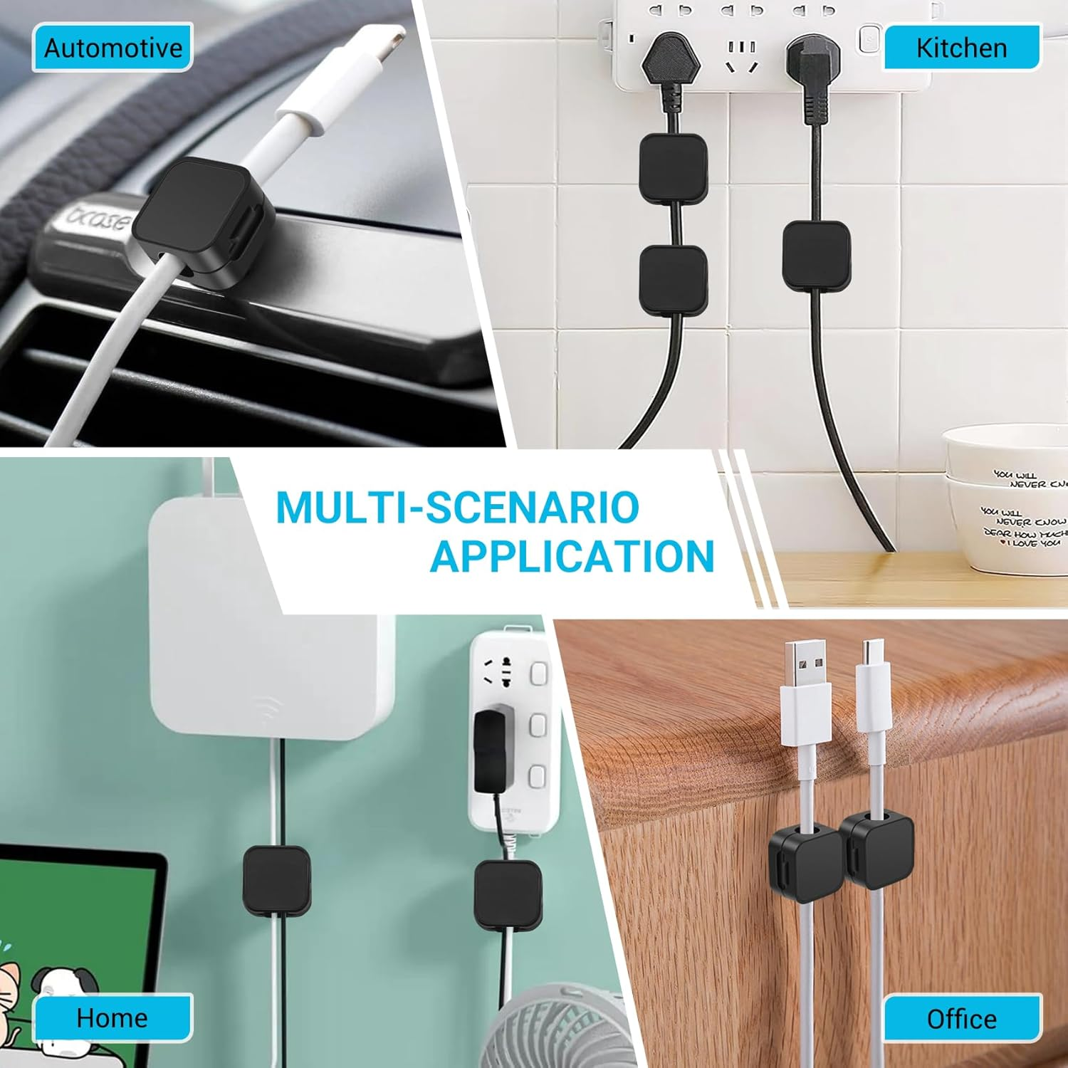 Hcskoss 8 Pack Magnetic Cord Organizer,Magnetic Cable Clips Cable,Smooth Adjustable Easy Secure Cable Management,Magnetic Cord Holder,Wire Holder Keeper Organizer for Home,Office,Car,Desk image number 4