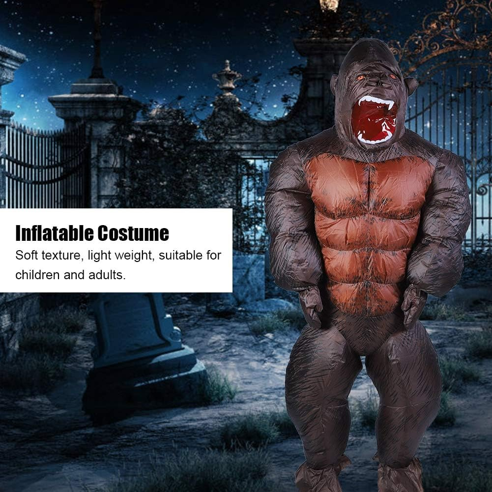 Inflatable Halloween Costume, Gorilla Costume Inflatable King Kong Costume Adult Gorilla Blow up Mascot Suit with Air Blower, Full Body Naughty Funny Costume for Halloween image number 1