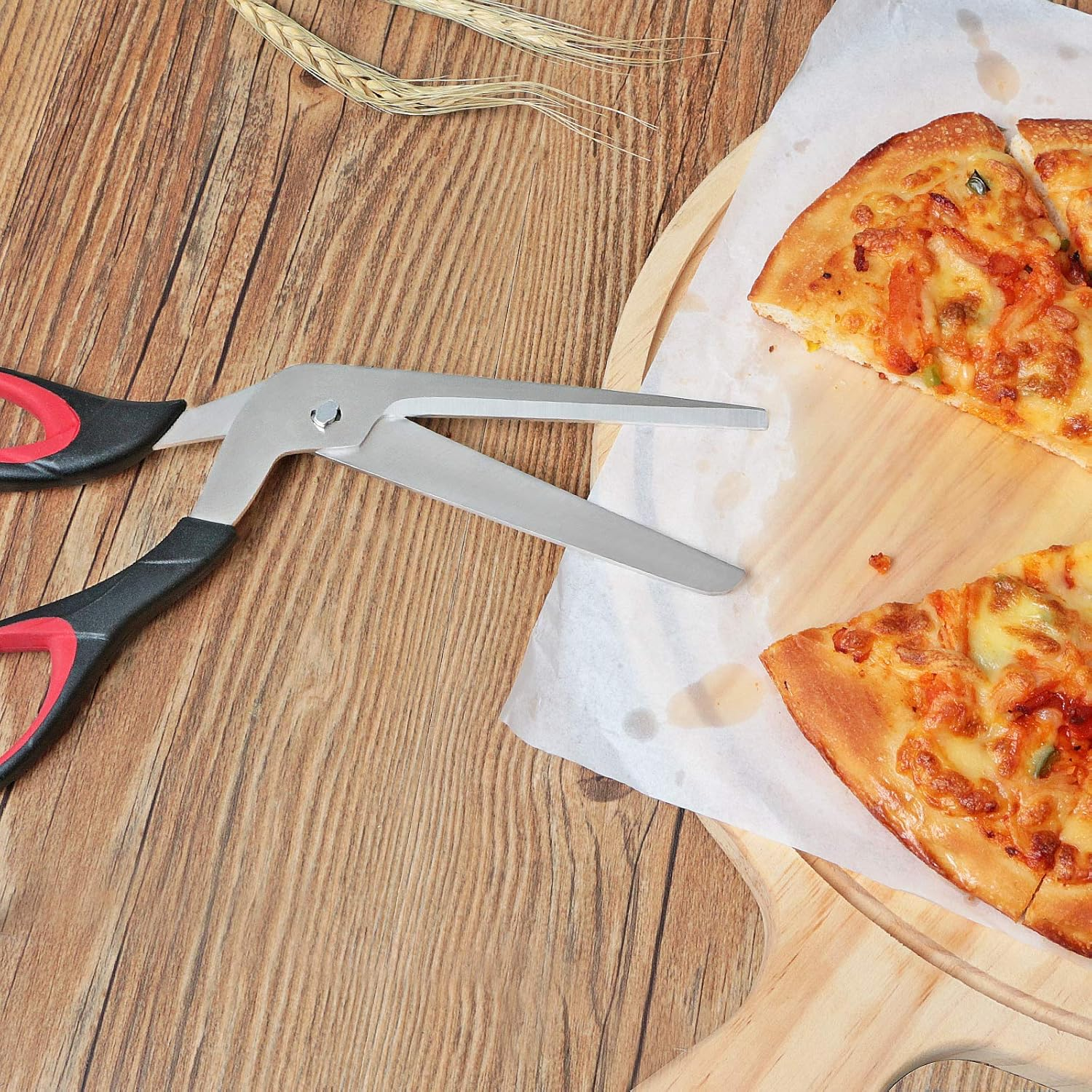 Pizza Scissors, Pizza Cutter with Ultra Sharp Detachable Blade and Ergonomic Soft Grip, 10.3Inch, Black&Red image number 2