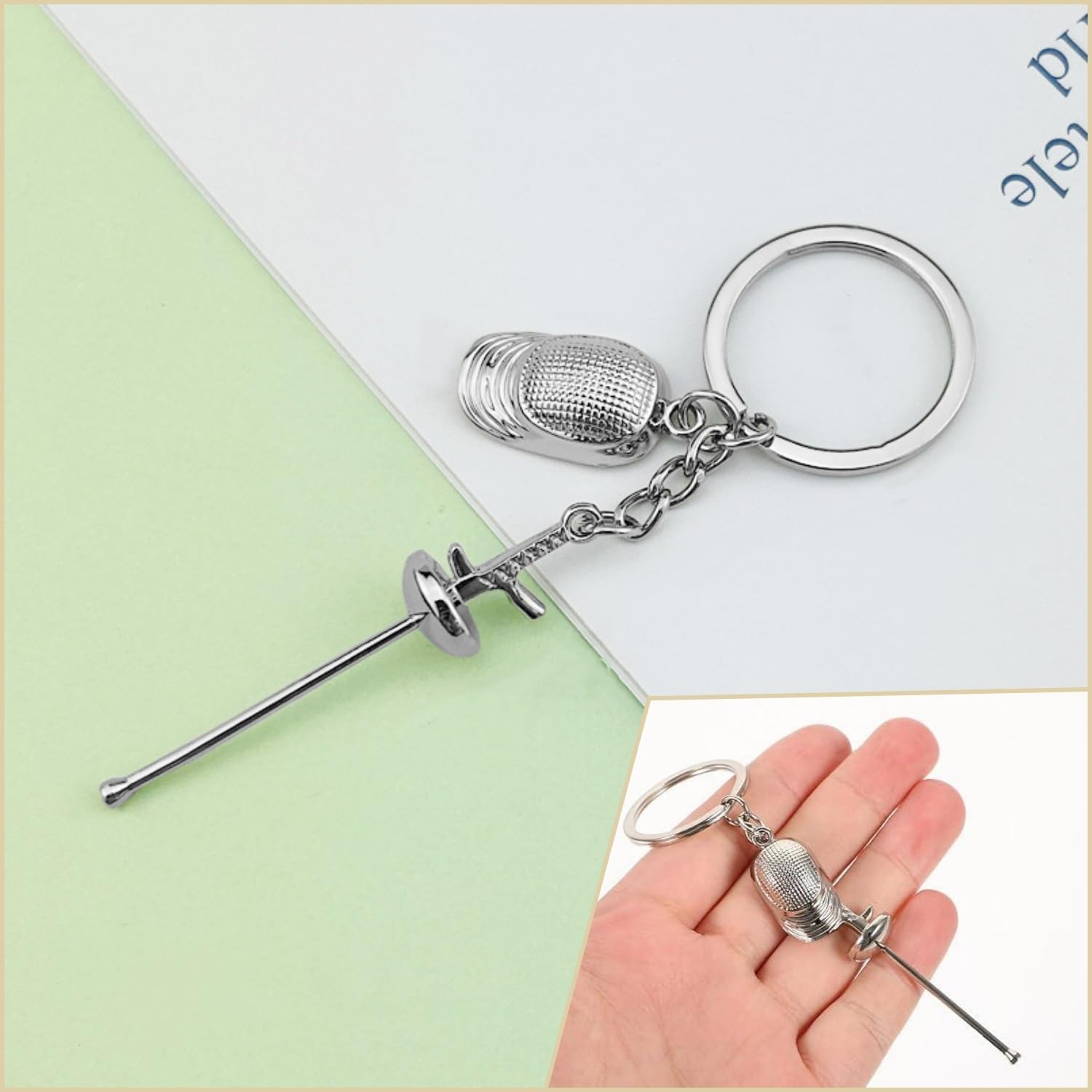 Taicols Fencing Keychain,3 Souvenir Backpack Hanging Adorns Delicate Key Chain Sword Rings Sports Ring Bag Decor Keepsake Pendant Decoration Chains Sport Metal Lovers Collectible Keychains Keyring image number 5