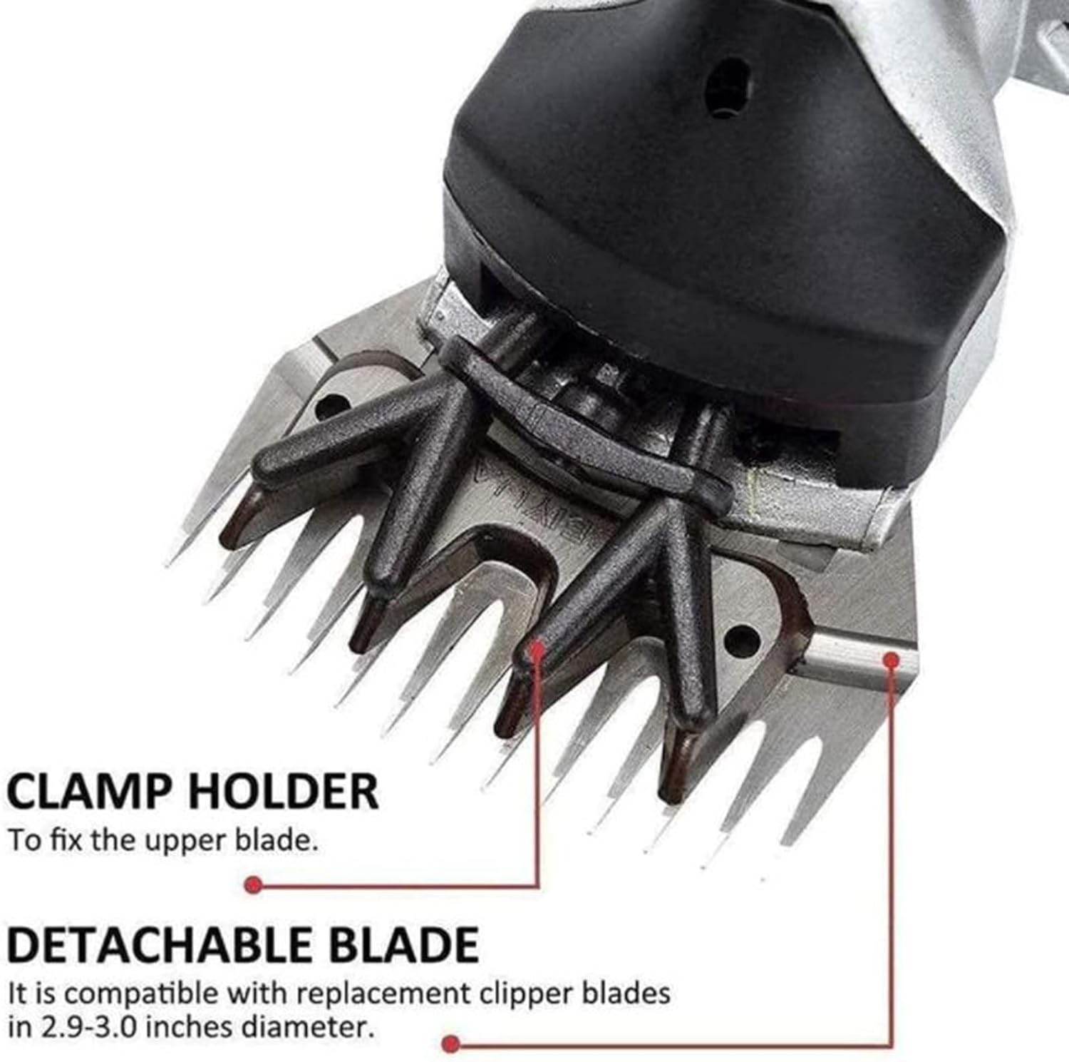 500W Cordless Sheep Shears,Electric Sheep Shearing Clippers with Two Batteries,Rechargeable,Wireless,For Shaving Fur Wool in Sheep,Goats,Cattle,Farm Livestock Pet,13Straightteeth image number 2