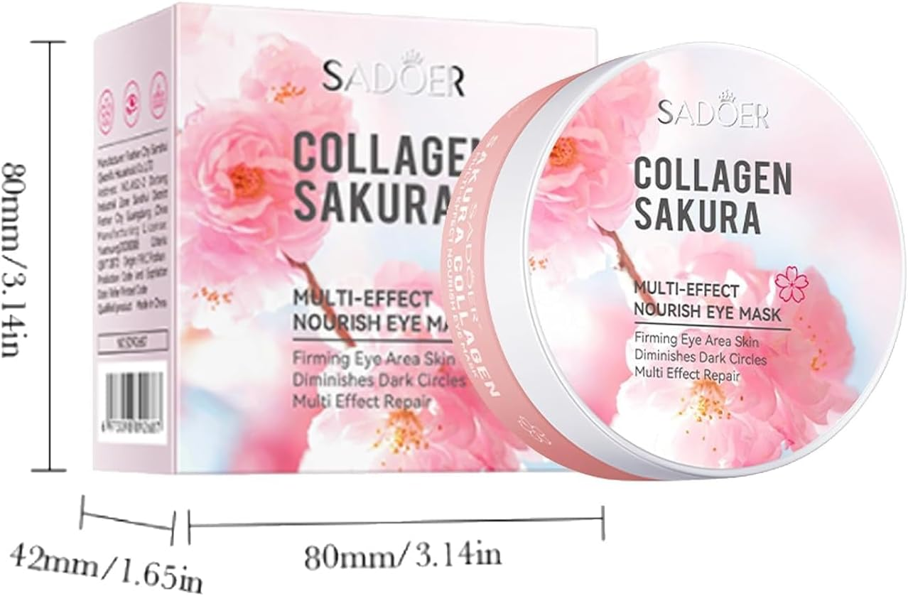 Under Eye Patches Masks, 30 Pairs Sakura Eye Masks with Anti-Aging Collagen Hyaluronic Acid Moisturizing for Dark Circles, Puffiness, Eye Bags,And Fine Lines Smoothing Skin Care Eye Wrinkles Skincare image number 4
