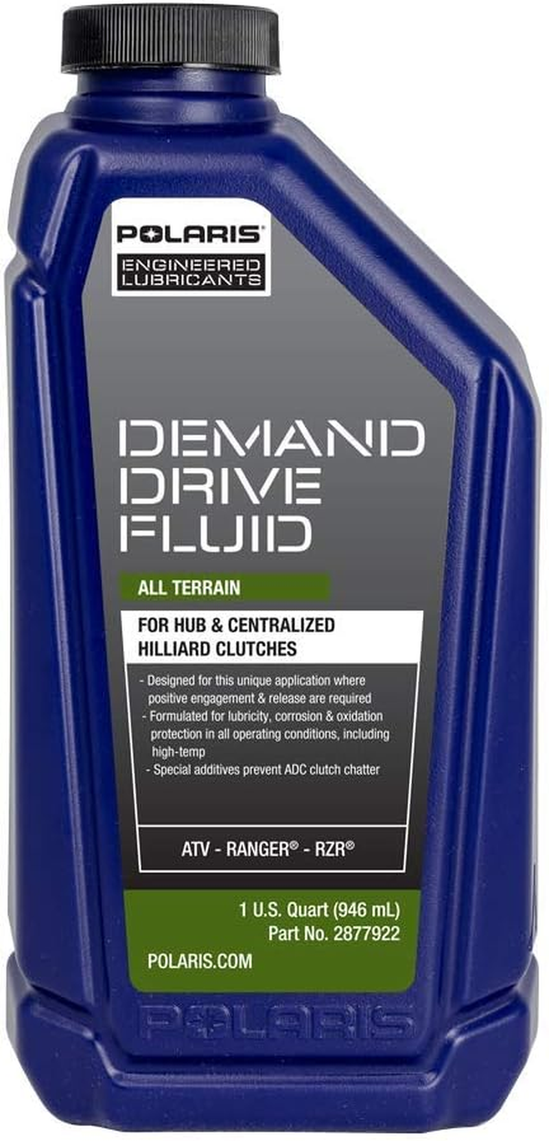 Polaris All-Season Demand Drive Fluid for Front Gearcase and Centralized Clutch, Fits All Ranger, General, ATV, ACE Models, Fits Specific RZR Models, All-Terrain Formula, 1 Quart - Part 2877922 image number 4