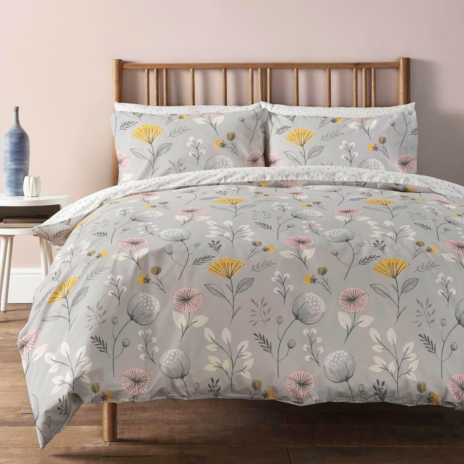 100% Cotton Print Quilt Cover Set - Ultra Soft, Comfy, Reversible Duvet Cover with Press Studs Closure - Elegant Quilt Cover Set for Bedding (Bossoming, Queen) image number 2