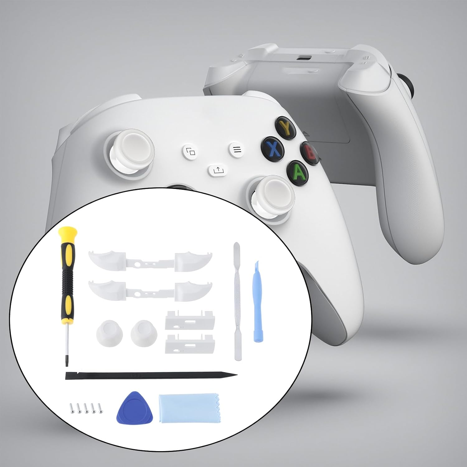 Create Idea 1 Set Game Console Replacement RB LB Button Bumpers Thumbsticks Compatible with Xbox Series X, S Controller (Model 1914) White image number 1