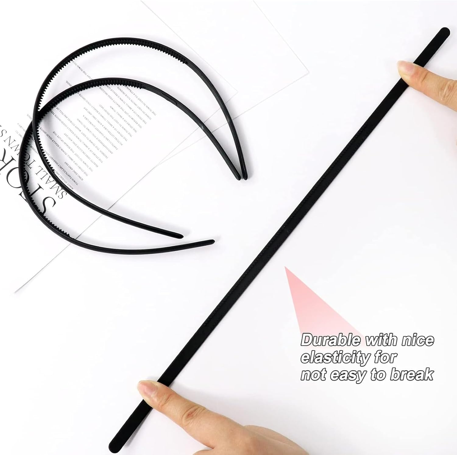 Hair Band, Black Plastic Headband, Non-Slip Headband with Non-Slip Teeth for Girls, Women, Plain Headbands (Pack of 12)